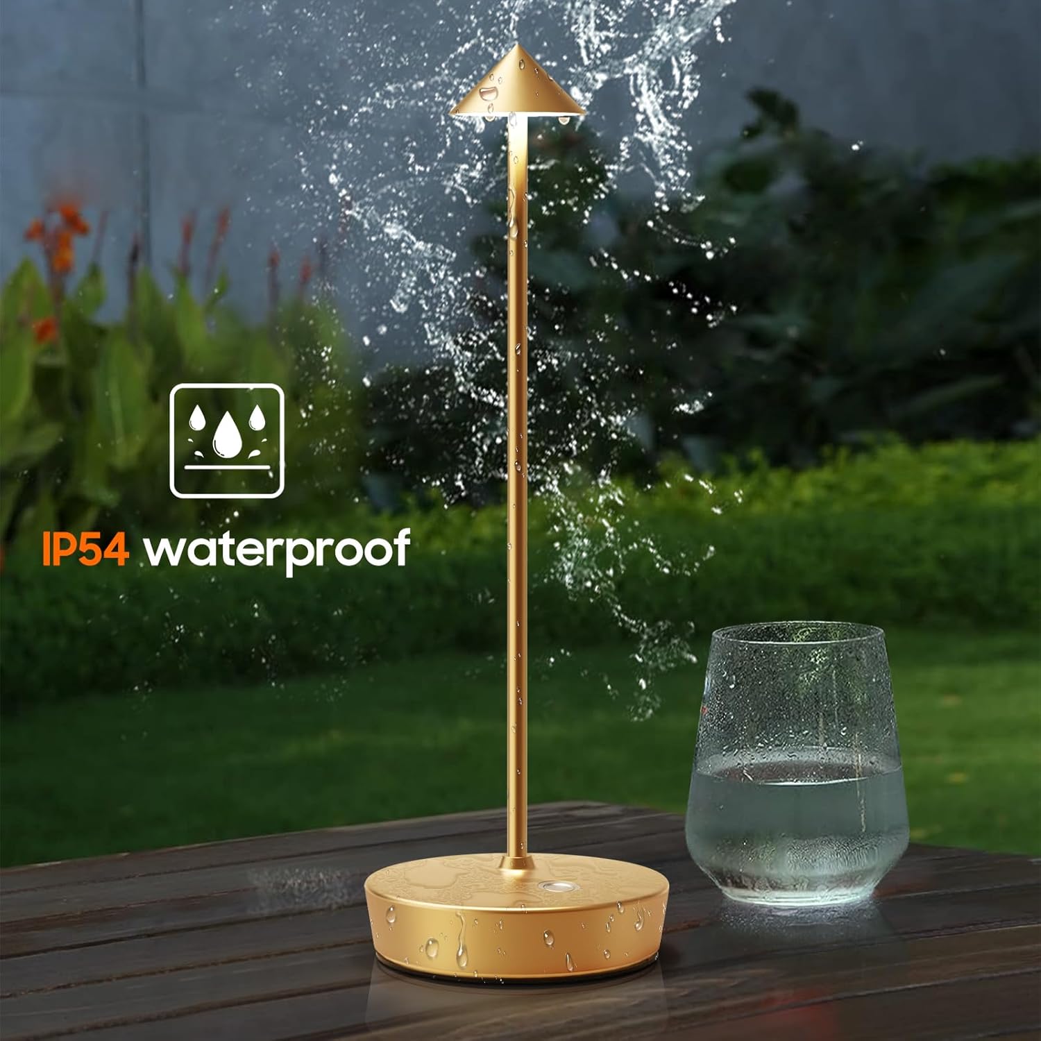 Set of 2 Cordless Rechargeable Led Table Lamp Battery Operated Light Gold | 6000mAh Desk Lamp Touch 3 Color Dimming