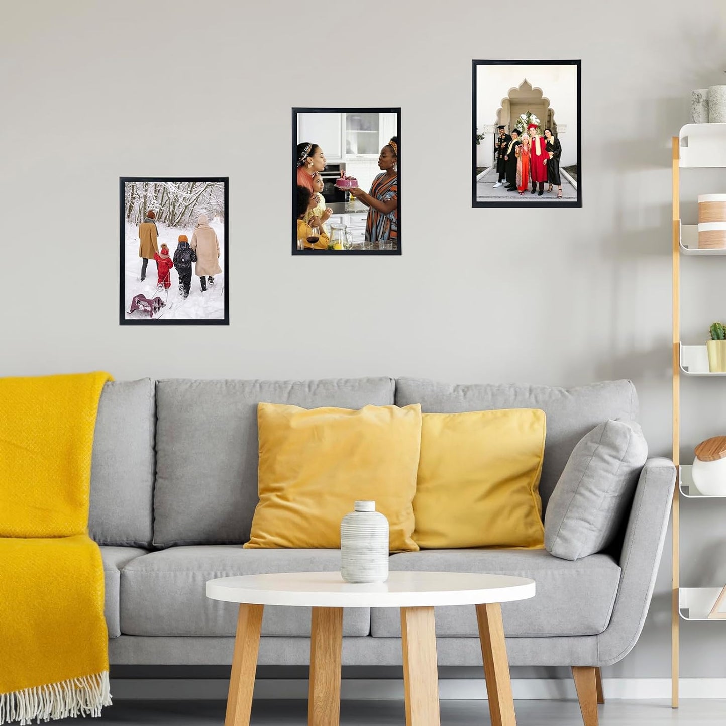 JCJMY 13x17 Black Picture Frame Set of 6, Horizontal and Vertical Formats for Wall Hanging, 13 x 17 Wall Gallery Poster