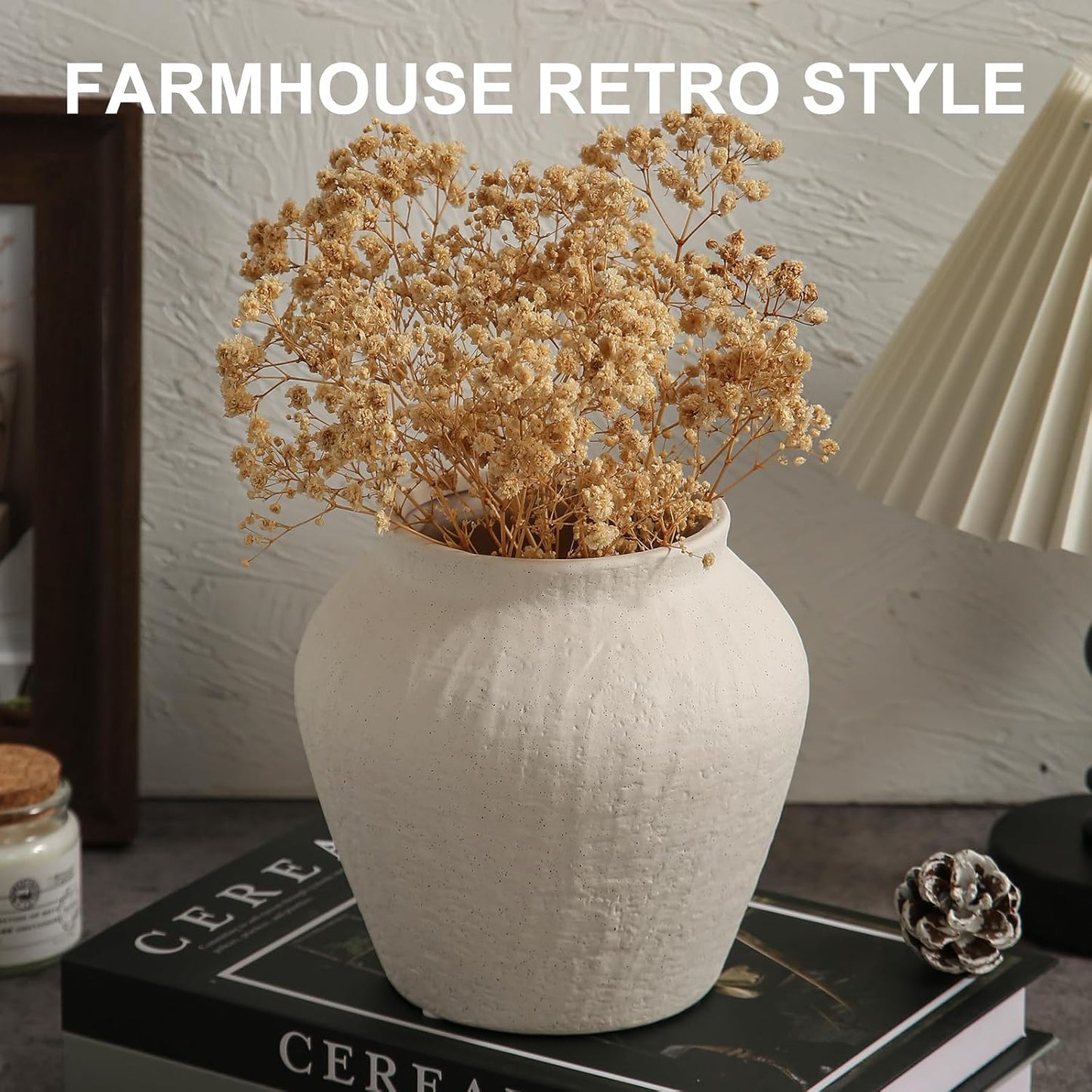 Farmhouse Ceramic Vase / Plain White / 6.3 x 6.1