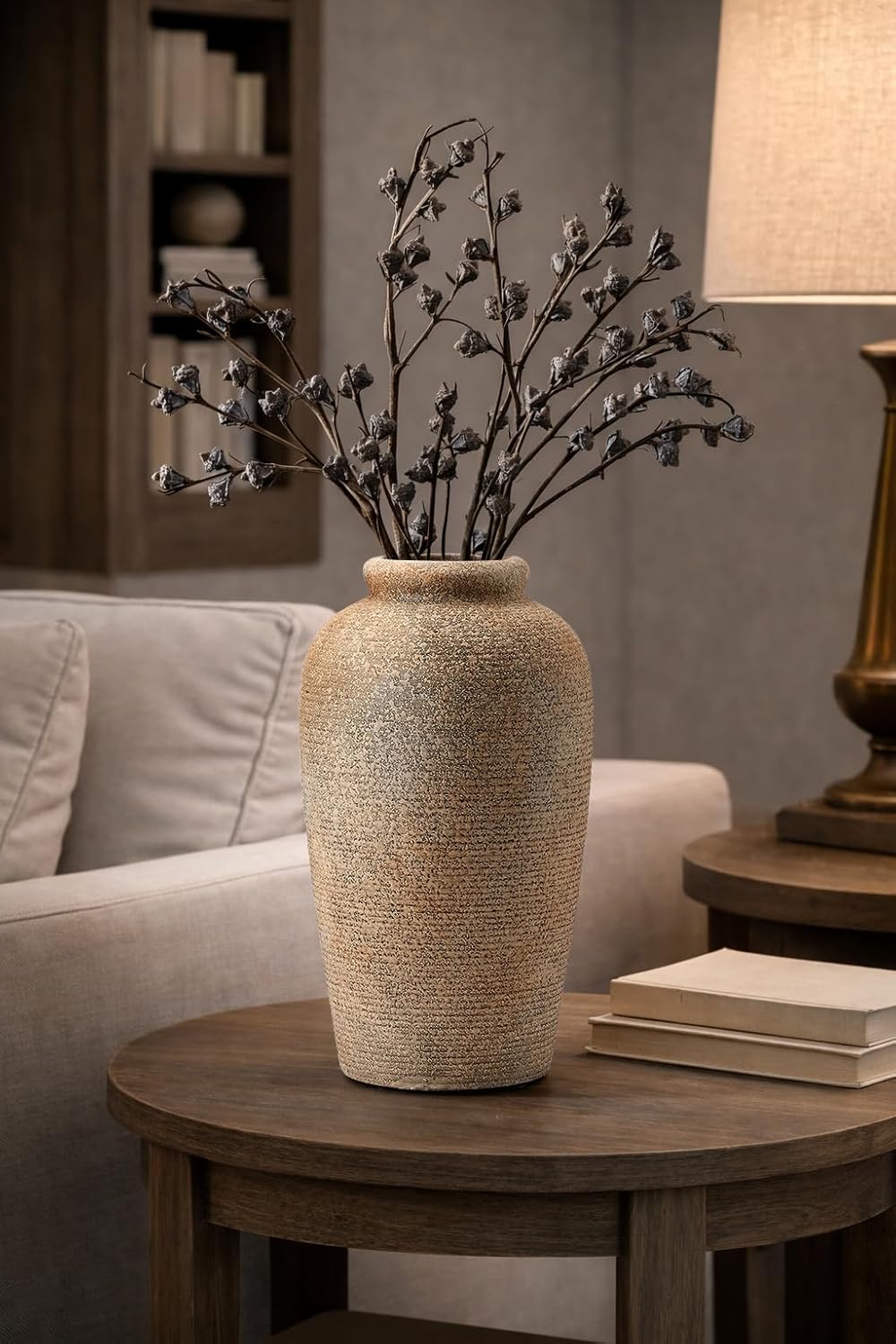 Large Ceramic Rustic Vase / Brown / 11 Inch / Set of 11