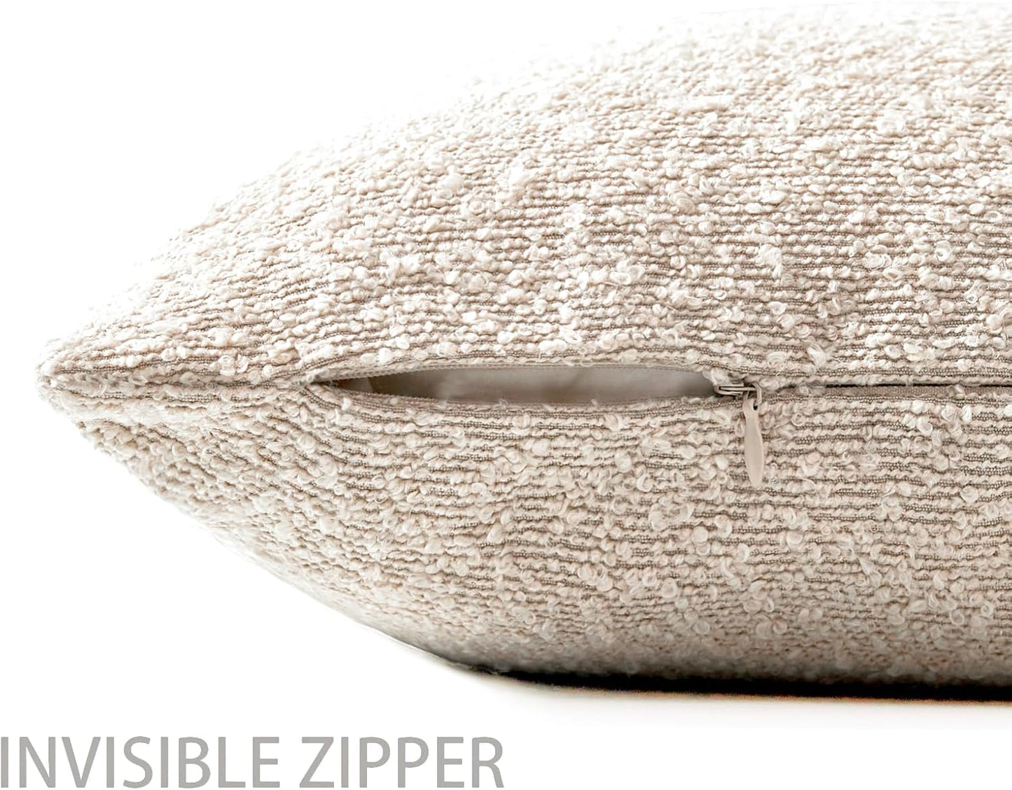 Boucle Throw Pillow Covers / Beige / 18 x 18 / Set of 2