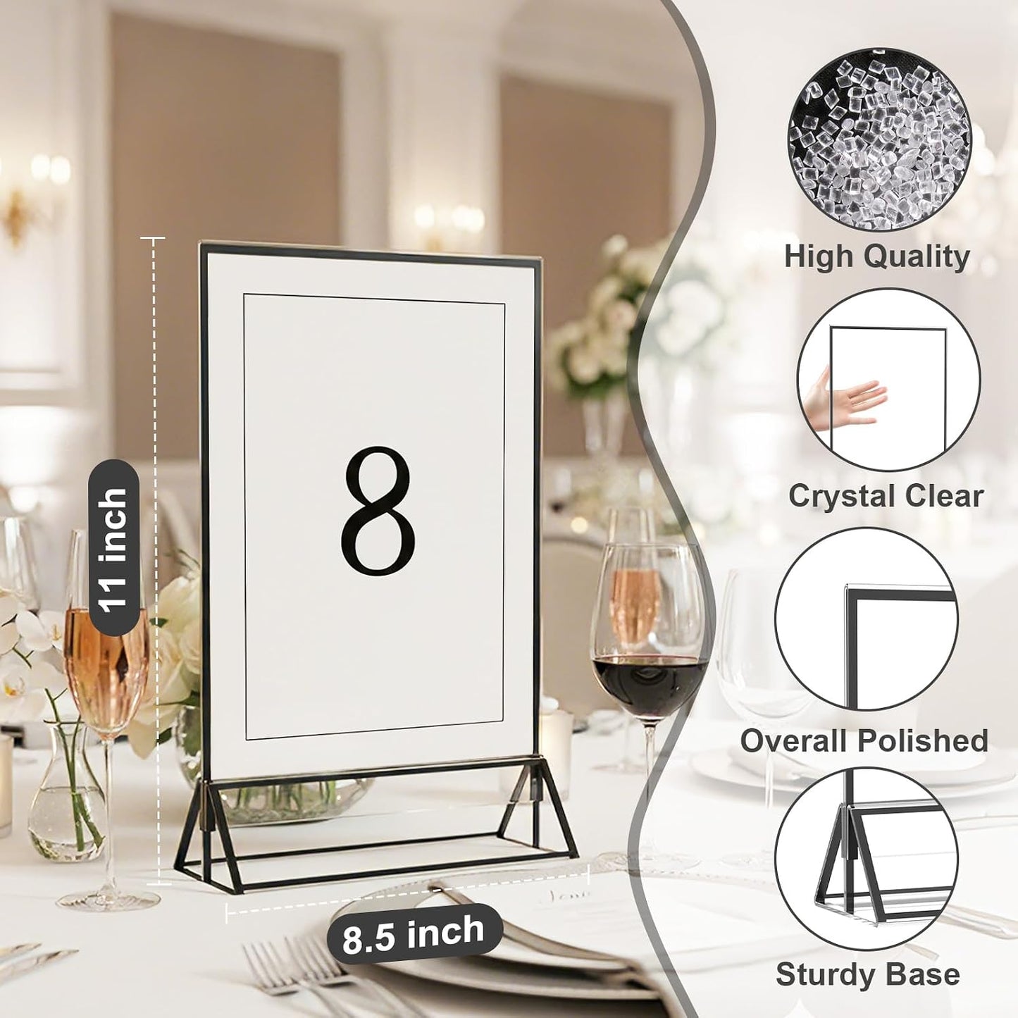Acrylic Sign Holder / 8.5 x 11 / Black Inch / Set of 14