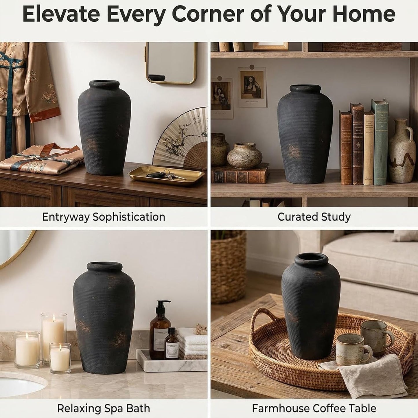 Distressed Bronze Terracotta Farmhouse Vase / 101-bronze