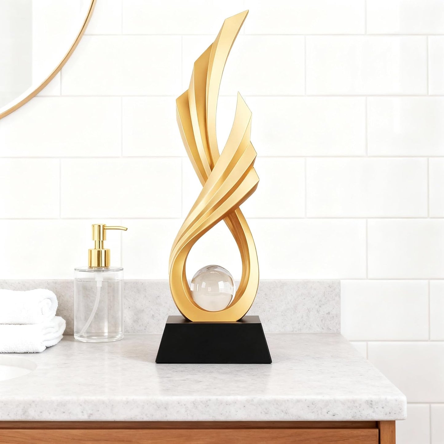 Modern Abstract Art Statue / Gold