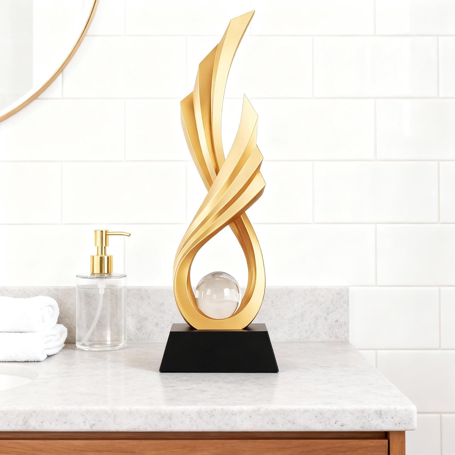 Modern Abstract Art Statue / Gold