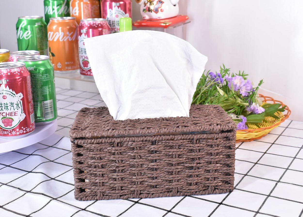 Decorative Rattan Woven Tissues Box Holder / Coffce Large