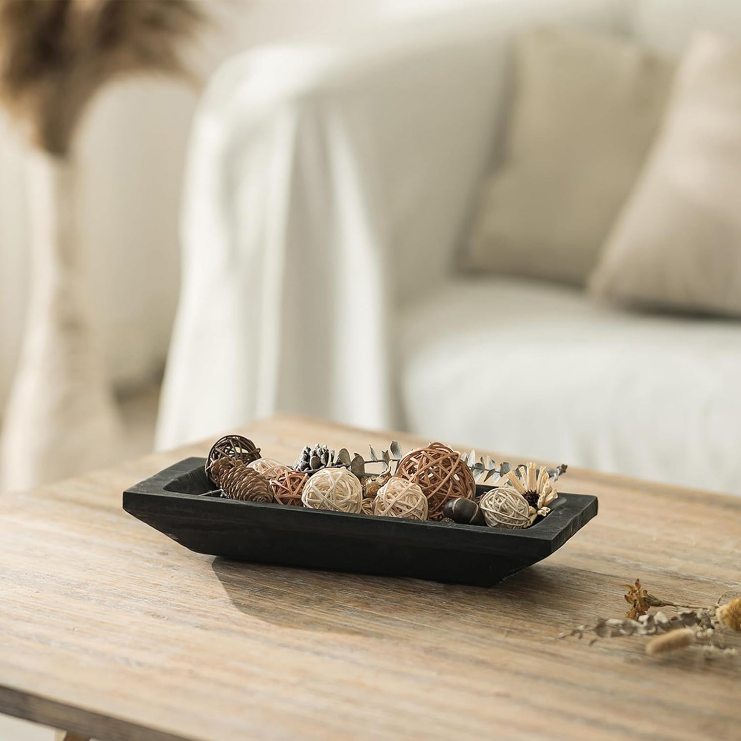 Decorative Wood Dough Bowl / Black / Set of 14