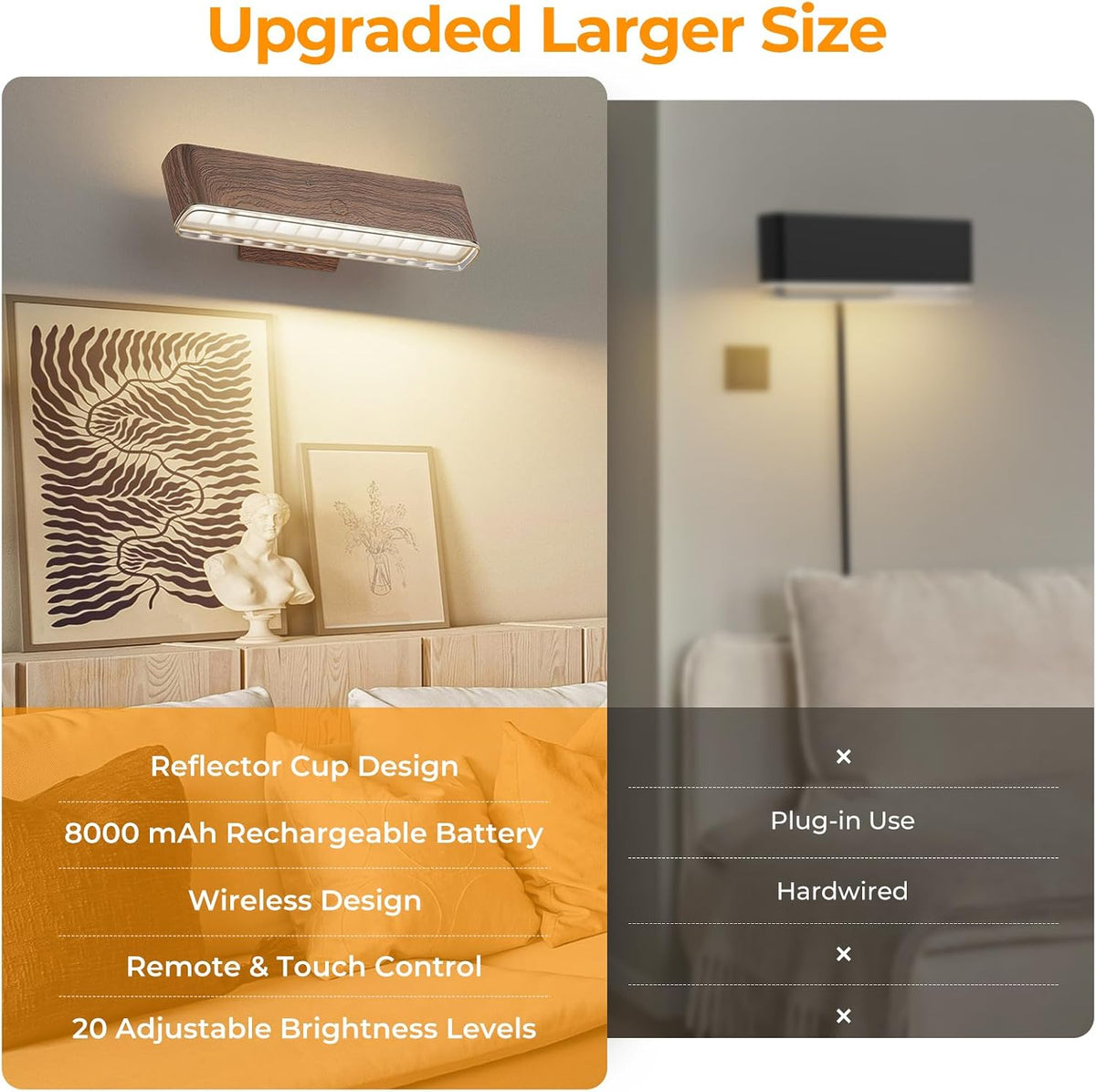 MOITA Magnetic Wireless Battery Operated Wall Sconce, Rechargeable Remote Control & Touch Control Wall Sconces Set of