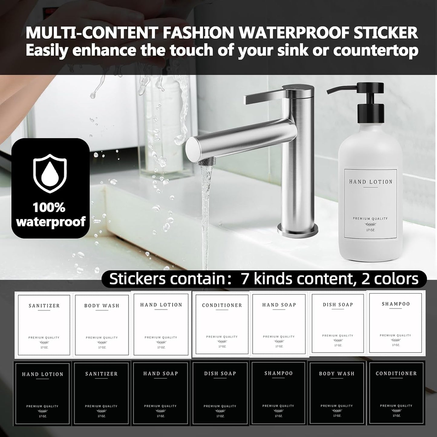 Kitchen Soap Dispenser - Hand and Dish Soap Dispenser Set, Bathroom Glass Soap and Lotion Dispenser with Pump, Tray, 14