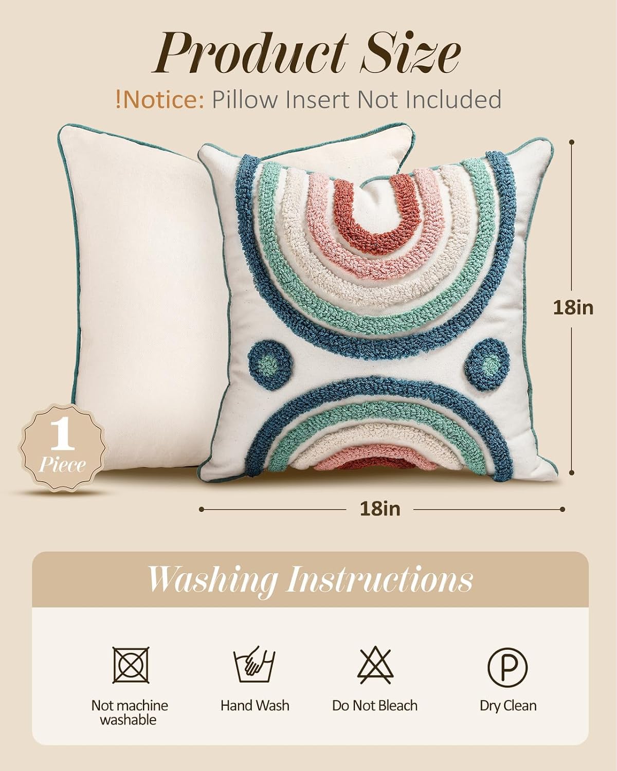 Throw Pillow Covers / Two Rainbow / 18 x 18