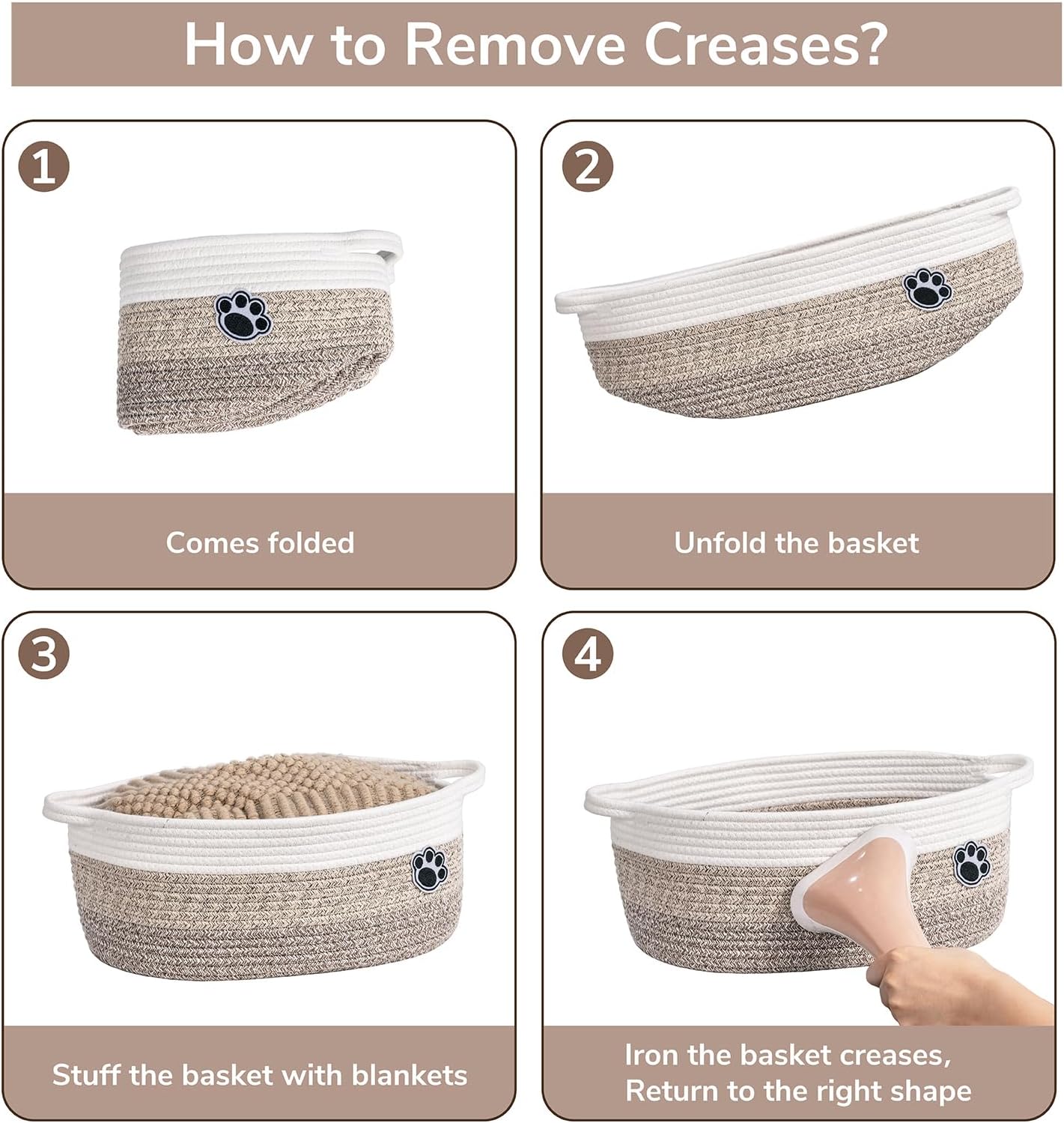 Woven Storage Baskets for Organizing / Brown / 13.6"L x 10"W x 6"H / 13.6 x 10 x 6