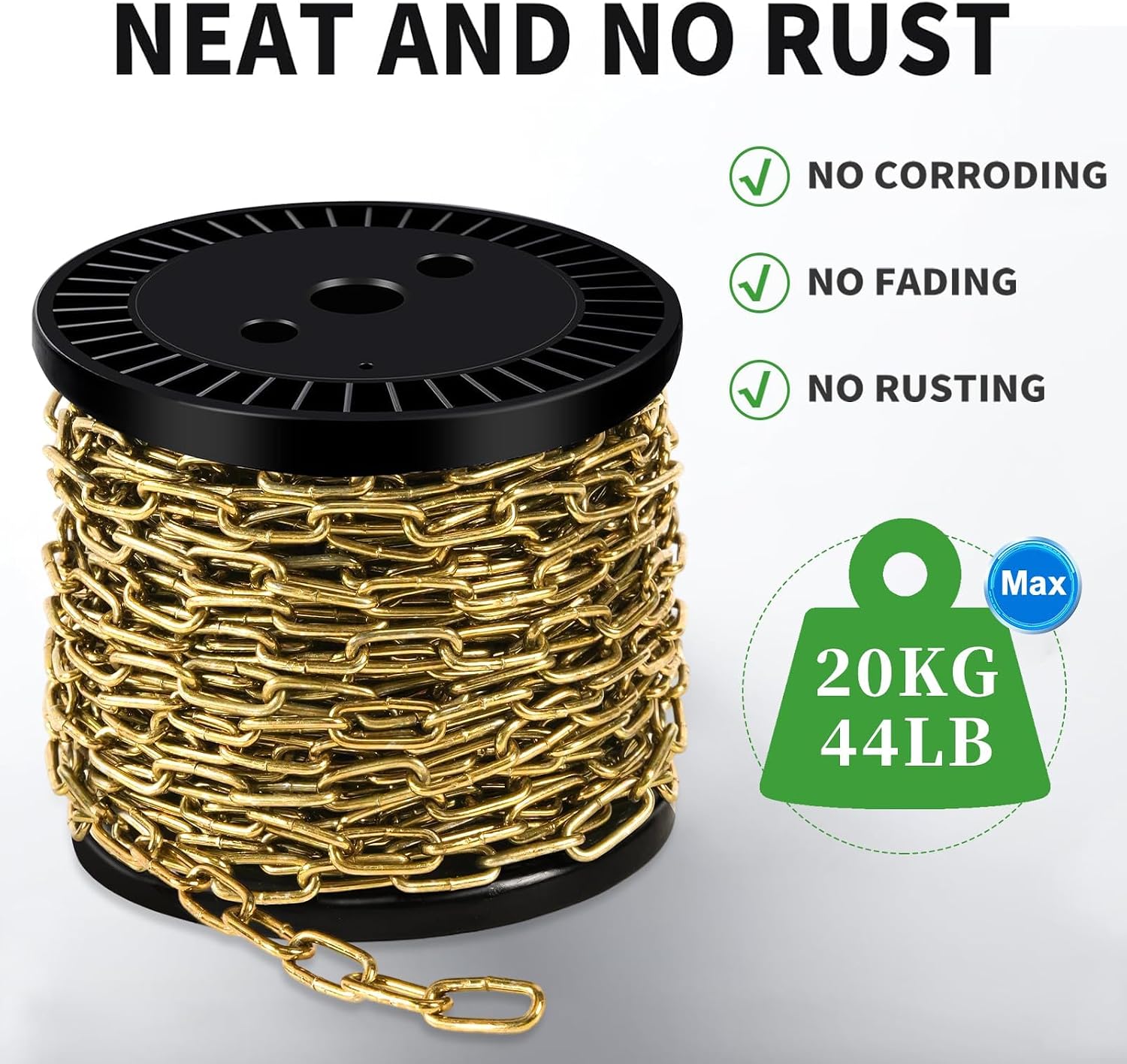 1/12" Metal Hanging Chains Bronze Decorative Chain Fixture Chain Brass / 2mm 50ft / Gold / 50 ft