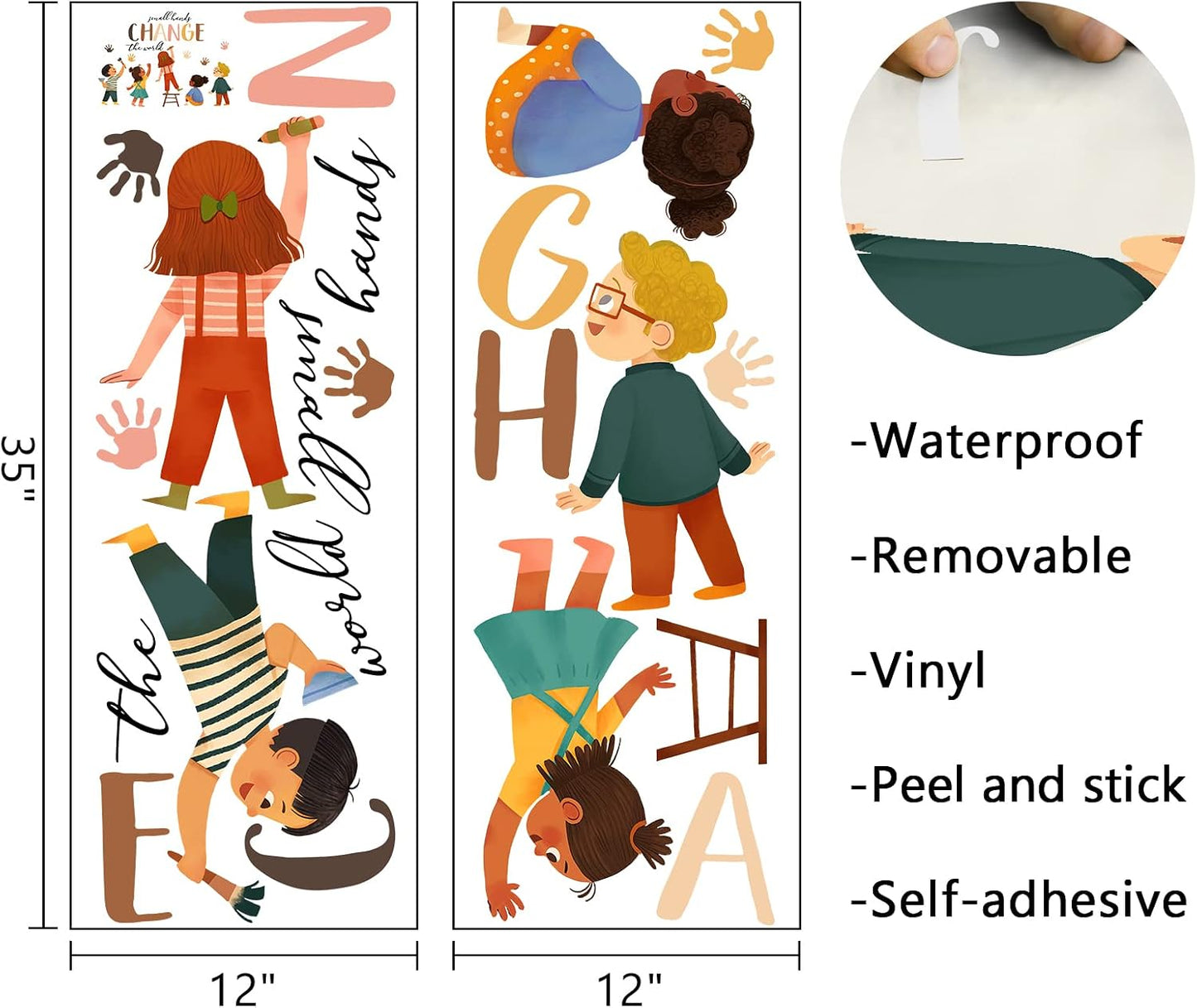 Small Hands Change The World Equality Wall Decals Stickers / Colorful Hands
