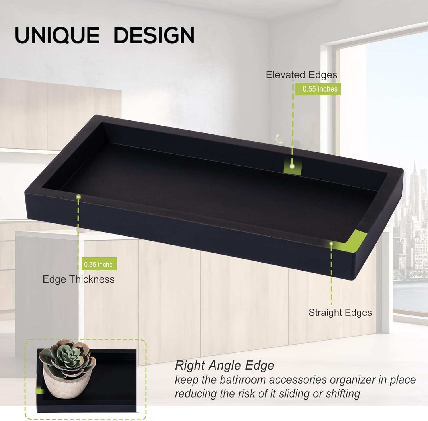 Slicone Vanity Trays / Black / 9.8 x 4.7