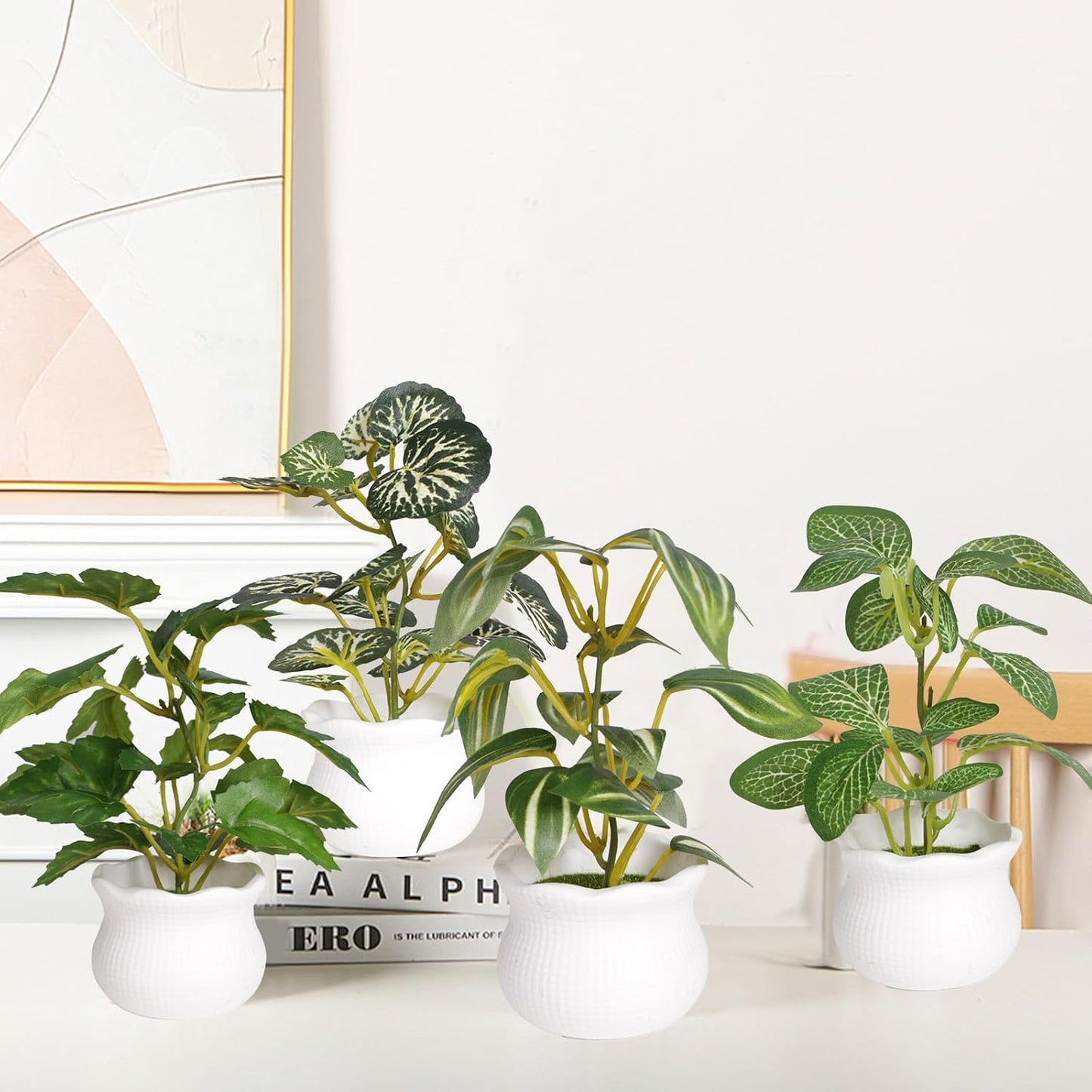 Small Artificial Plant Fake Plant Greenery Potted Indoor Faux Plant Houes Office / 6-palm / Set of 6