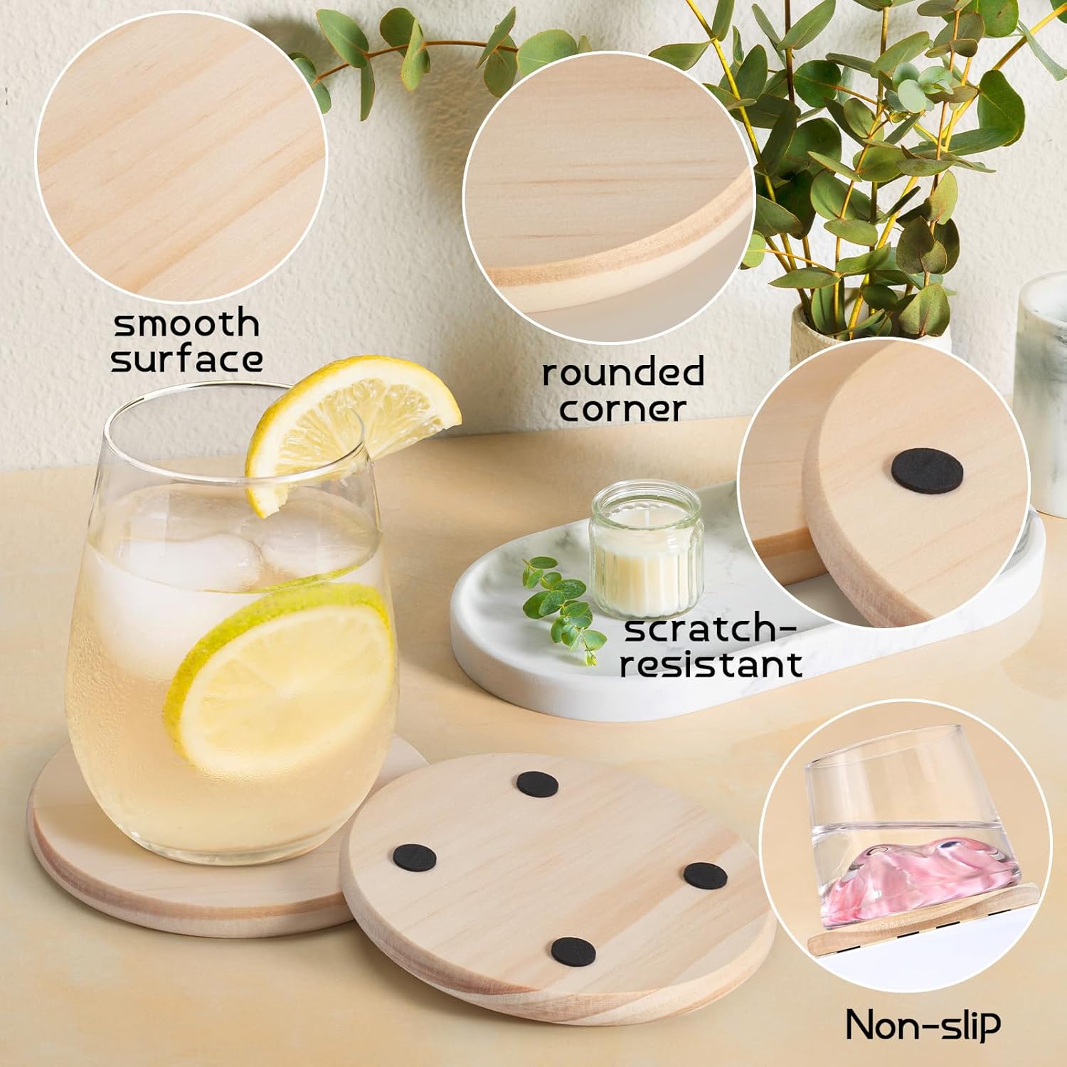Wooden Slices Blanks Bulk Set / Round / 4 Inch / Set of 72