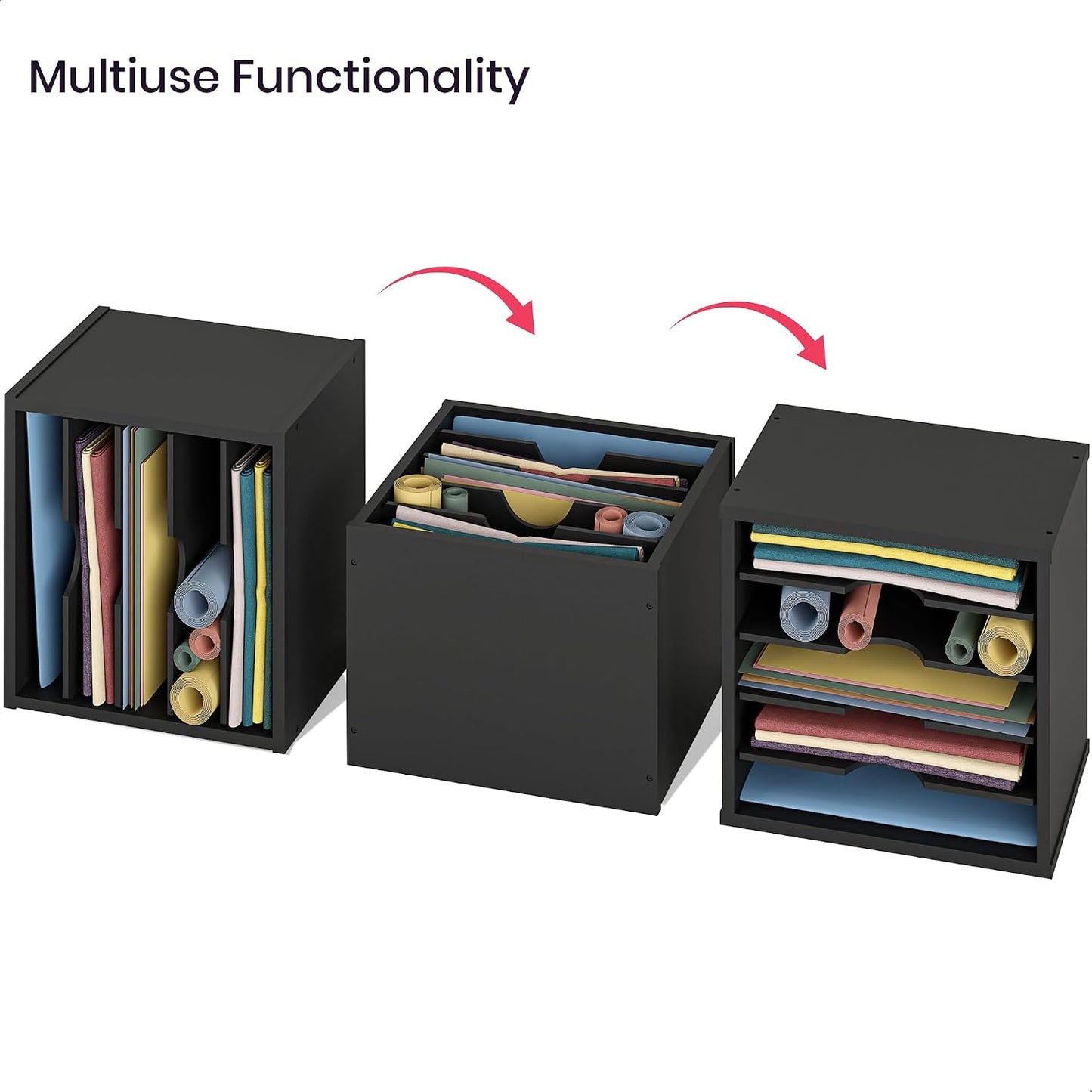 Ballucci 5-Tier File Organizer for Desk, Wooden Mail Sorter, Office Desk Organization, Paper Storage Organizers, Folder