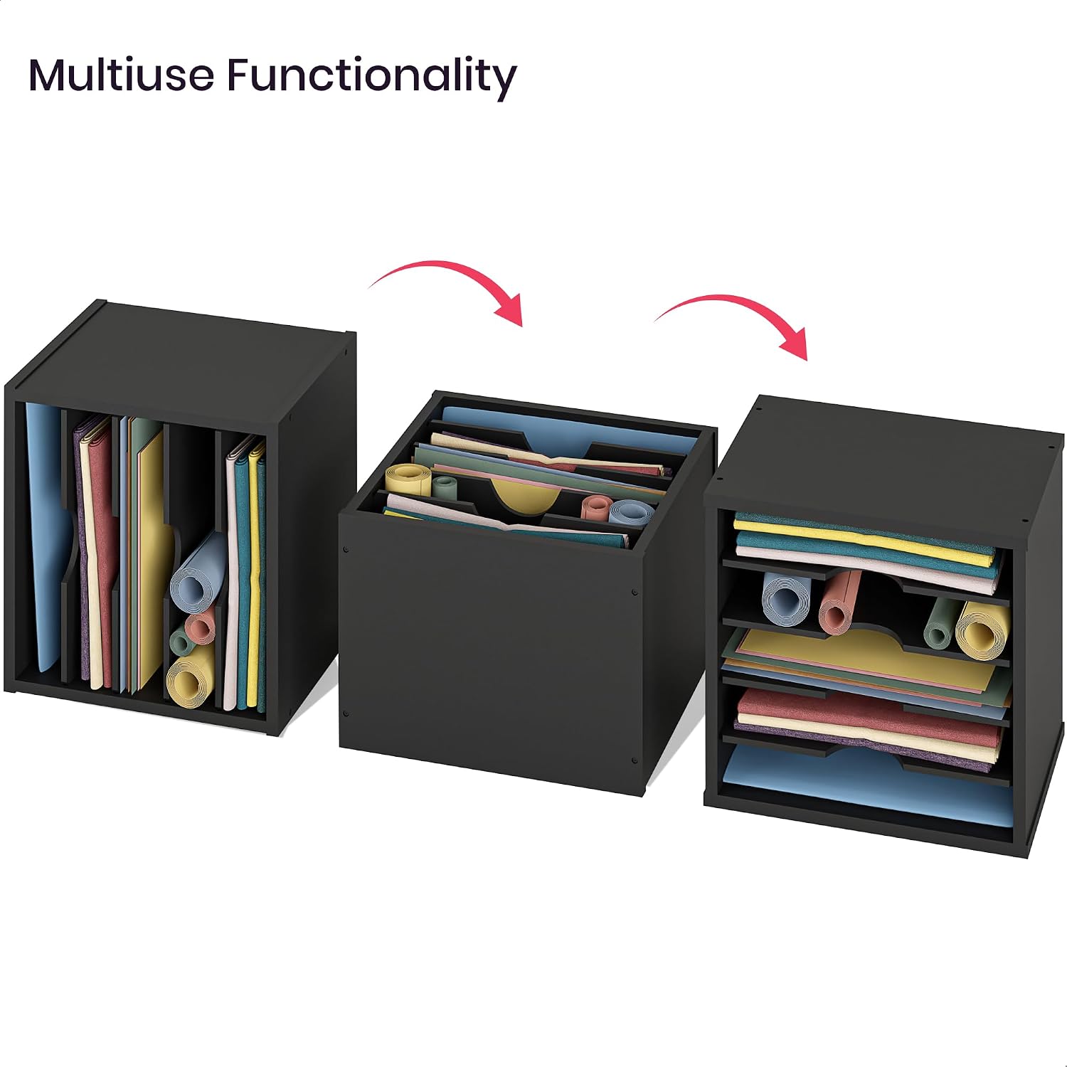 Ballucci 5-Tier File Organizer for Desk, Wooden Mail Sorter, Office Desk Organization, Paper Storage Organizers, Folder