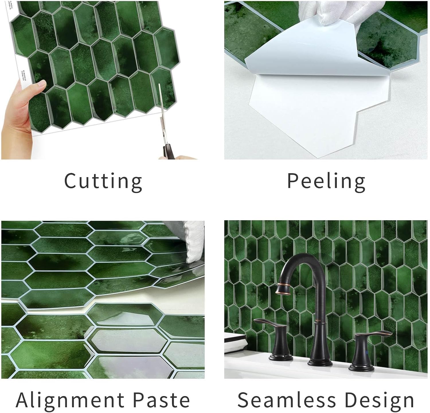 3D Waterproof Self-Adhesive Wall Tile Stick on Backsplash / Dark Green