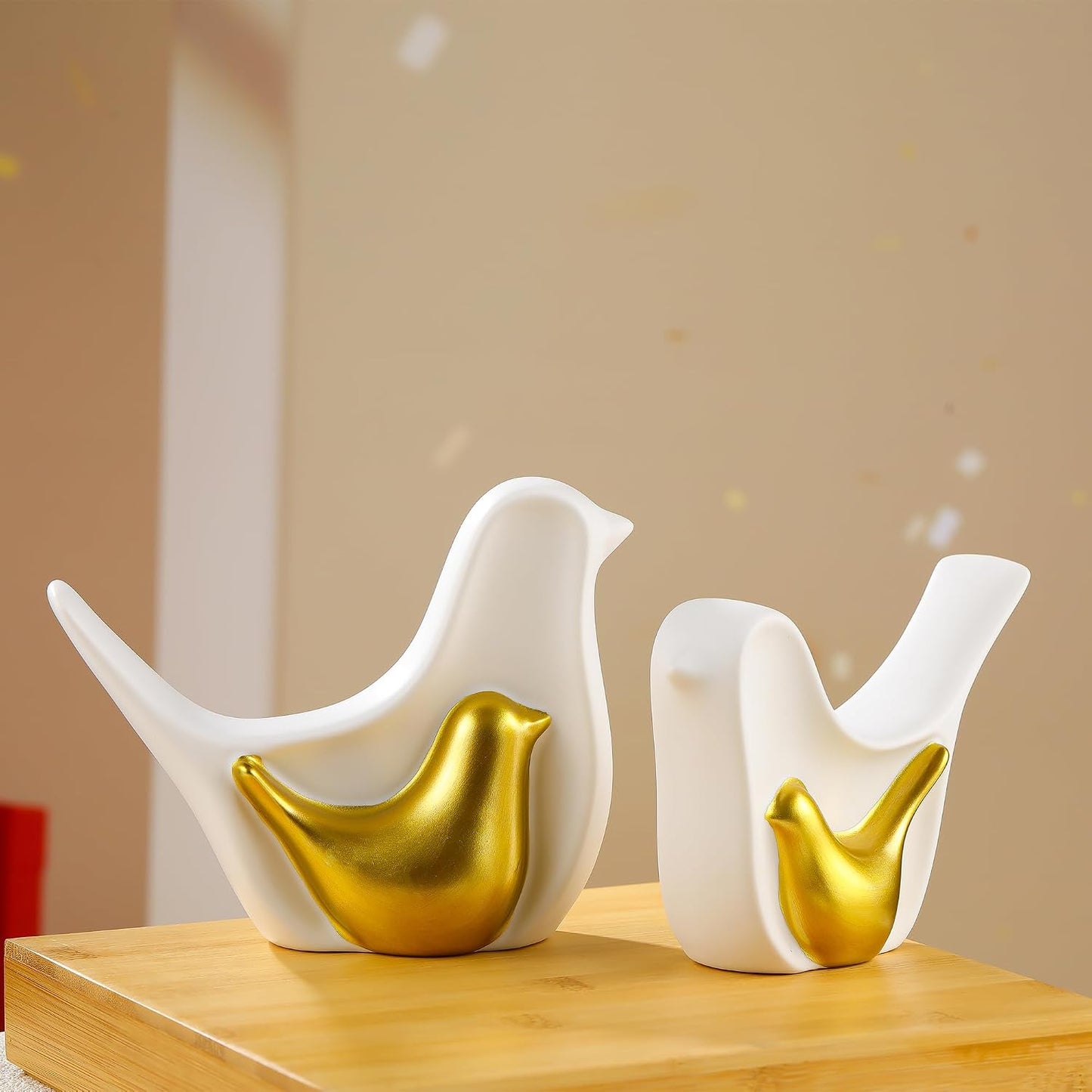 Ceramic Birds Figurines / White / Set of 2