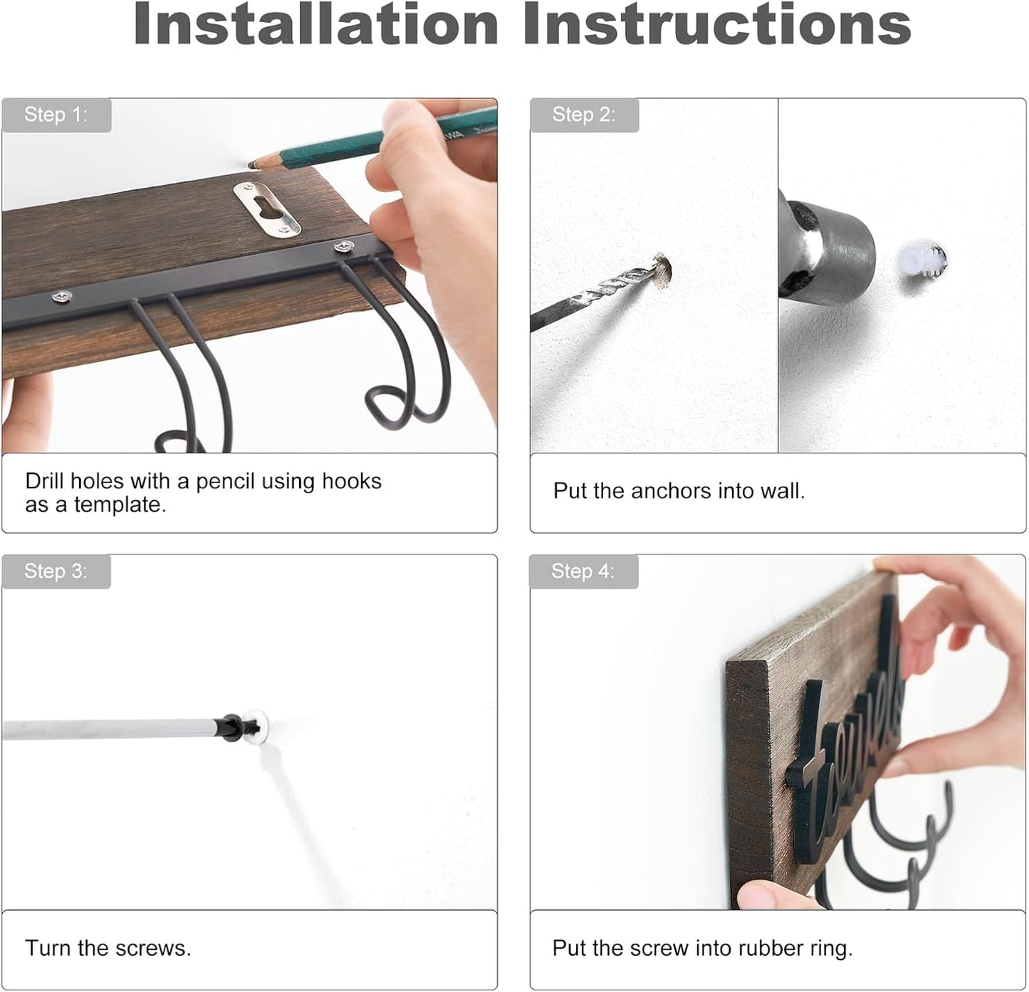 Towel Holder Wall Mounted Towel Racks / Brown / Small