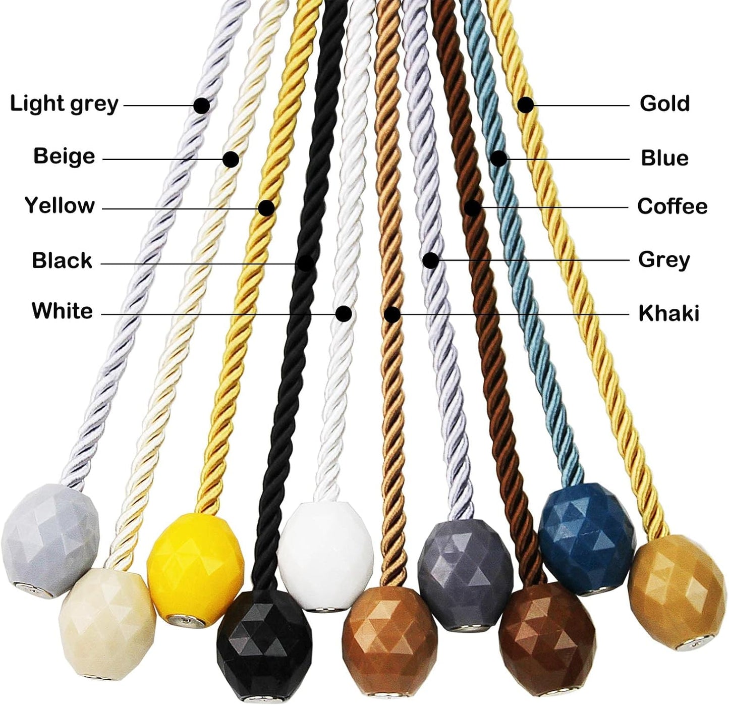 Strong Magnetic Curtain Tiebacks Decorative Rope Tie Backs Holdbacks Porlau | 6 Pack Black Outdoor Curtain Rope