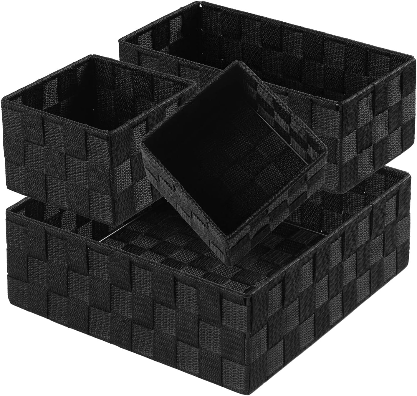 Woven Storage Baskets for Organizing Organizer Divider for Drawer / Black