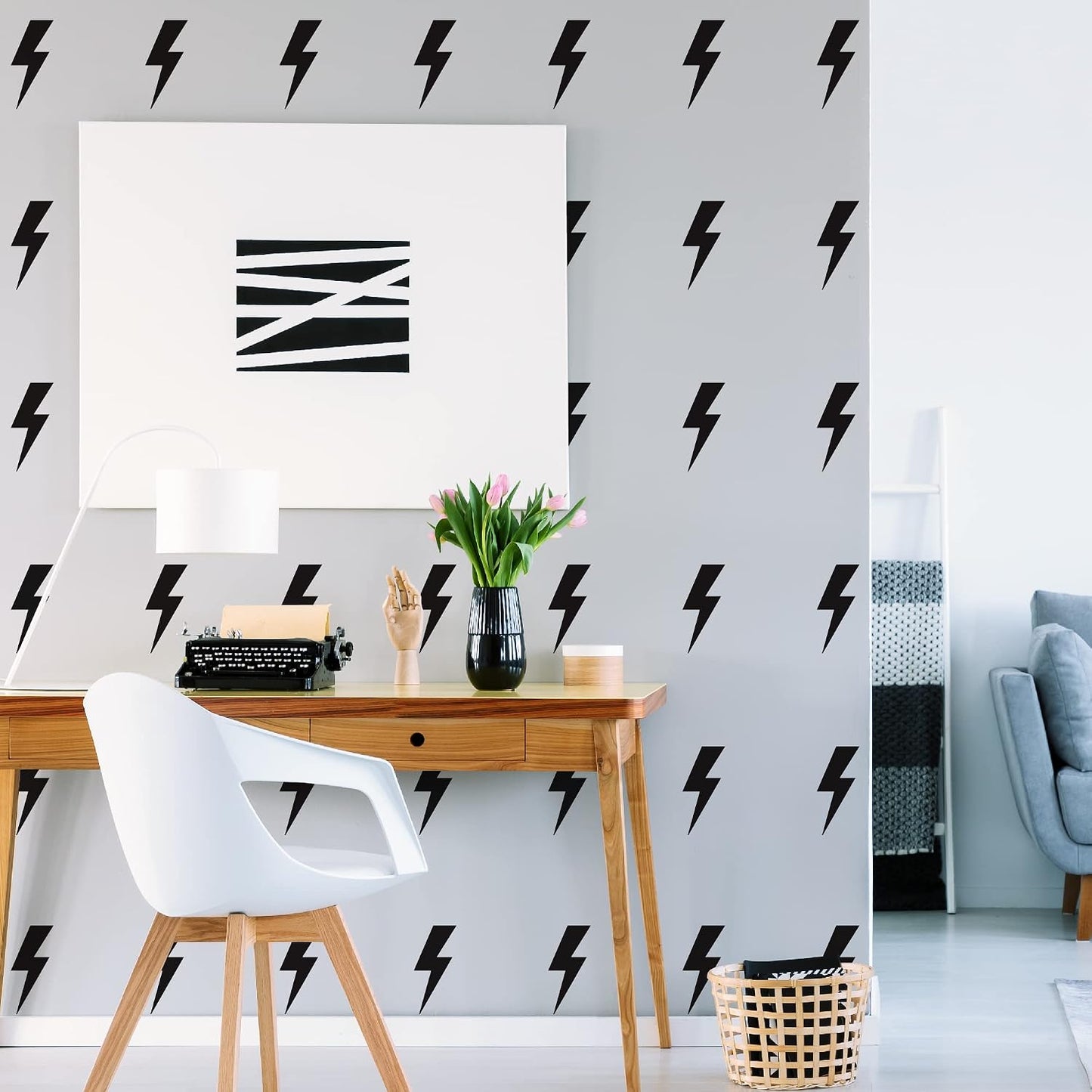Peel and Stick Modern Thunder Stickers for Teens Boys Girls Students / Black