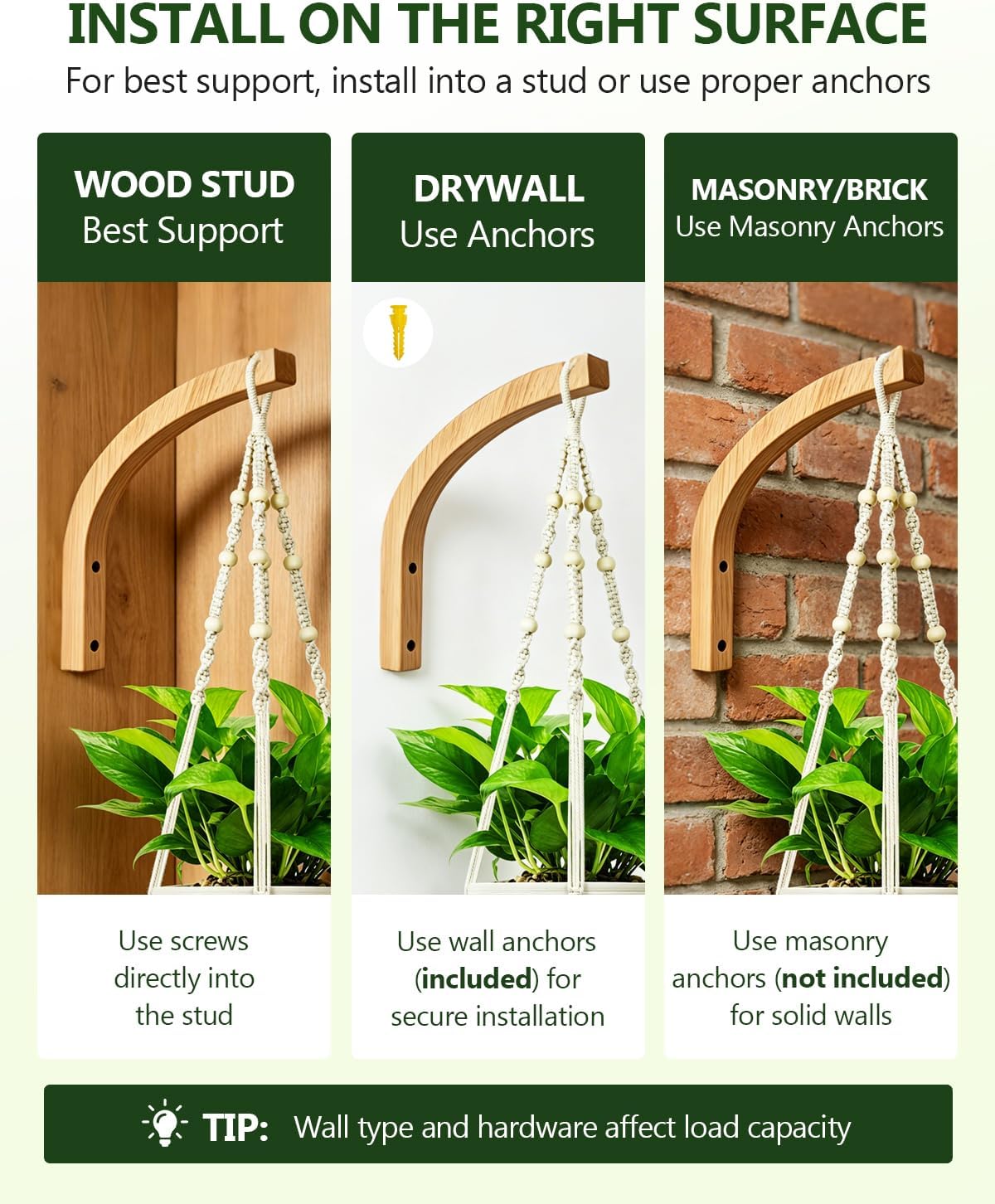 Wooden Plant Hangers / 1-arc Style / Set of 2
