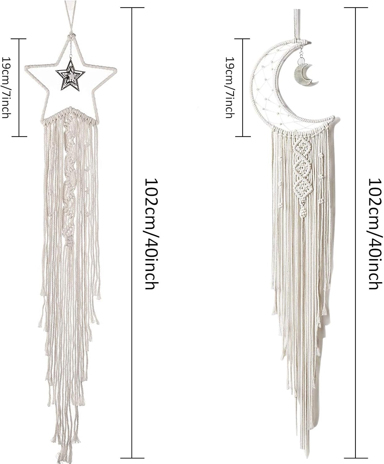 Boho Home Moon Star Dreamcatcher / Beige / Set of 2