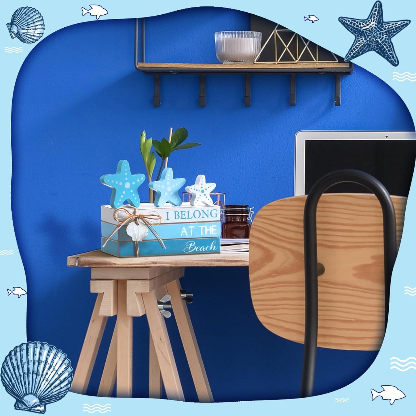Mini Wood Book Stacks / Blue