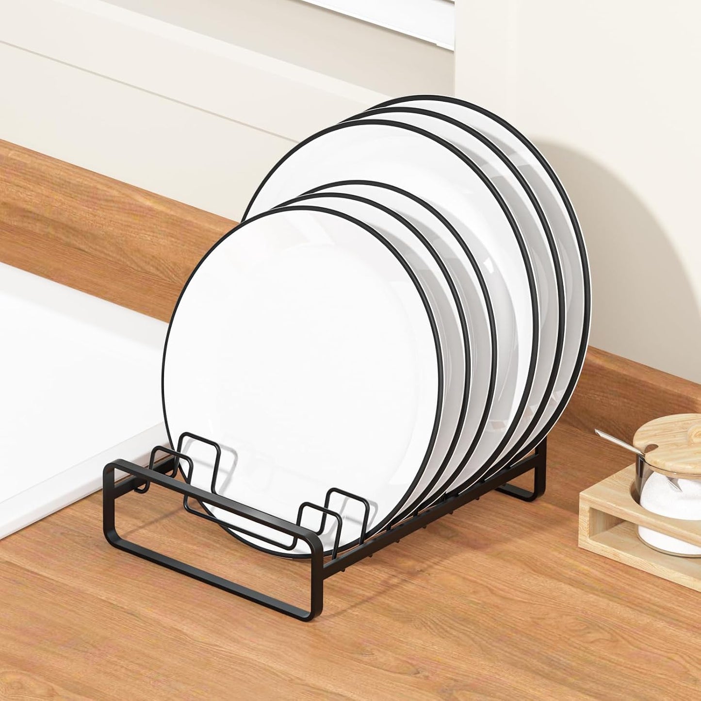 2 Pack Plate Holders Organizers 8 Slots Upright Cabinet Dish Drying Racks Metal Plate Stands (for 6In. 10In. Plates)
