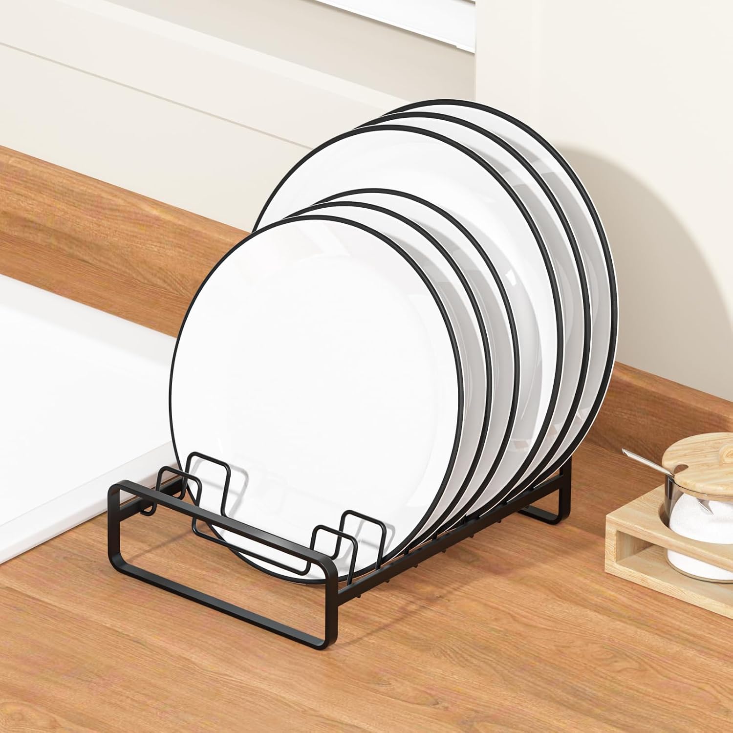 2 Pack Plate Holders Organizers 8 Slots Upright Cabinet Dish Drying Racks Metal Plate Stands (for 6In. 10In. Plates)