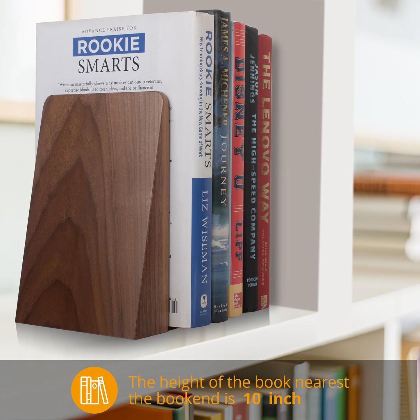 Walnut Book Ends Heavy Duty Handmade Book Ends / Walnut Wood Large / Black