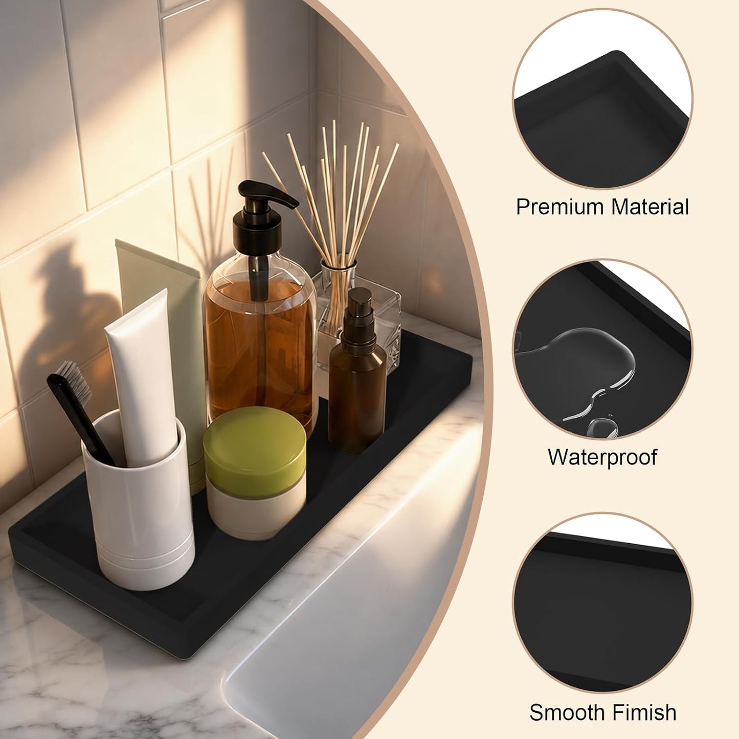 Bathroom Vanity Tray / 2black / 8 x 5 / 2PCS11. / Set of 2