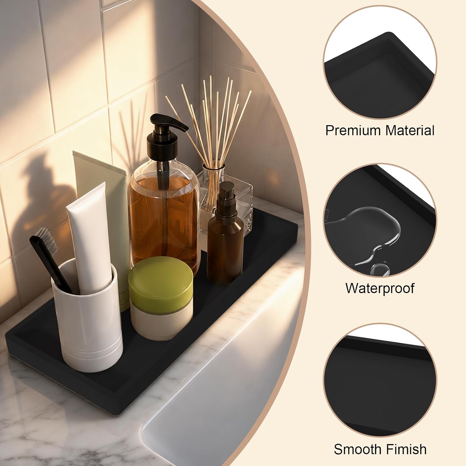 Bathroom Vanity Tray / 2black / 8 x 5 / 2PCS11. / Set of 2