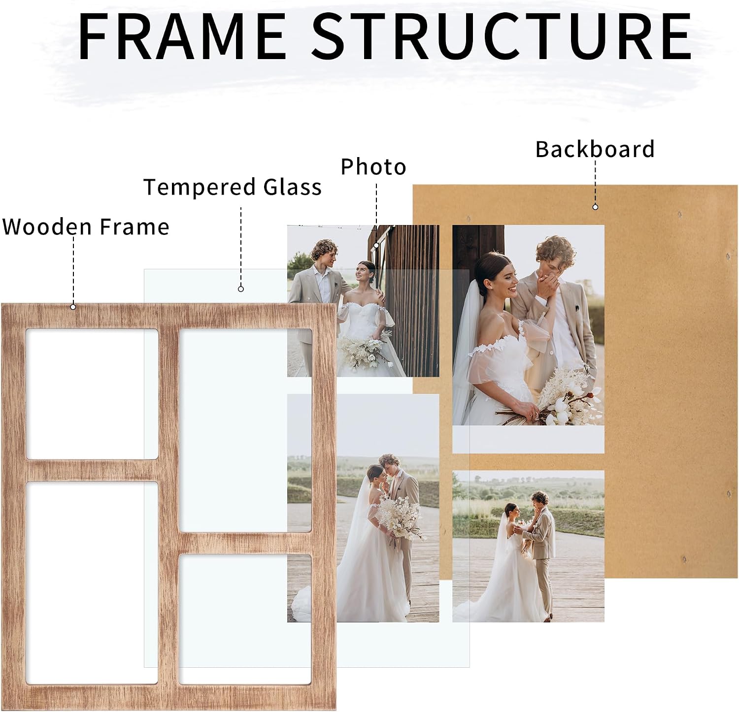 YESKAY Picture Frame Collage 4x6 and 4x4 Photos Display, 4x6 Multiple Photo Collage Frames with Tempered Glass, Family