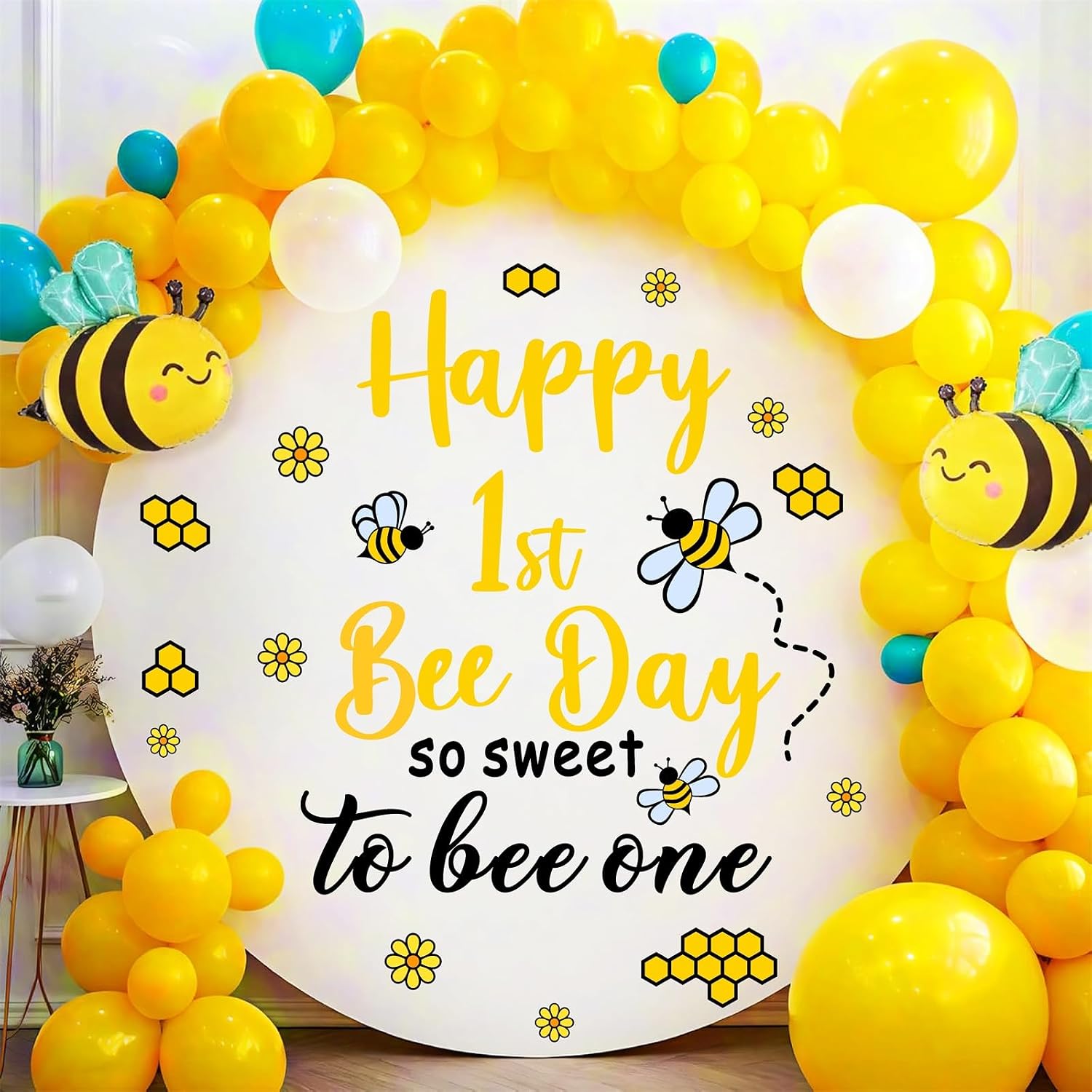 Day Party Decal First Birthday Backdrop Decals Happy 1st Bee Day Balloon Arch Stickers / First Bee