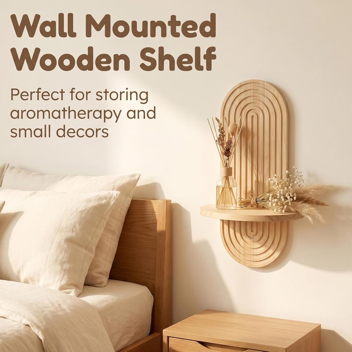 Boho Wall Shelves Boho Chic Wall Decor / 2 Set - Nature / 16.9 x 9.4 / Set of 2