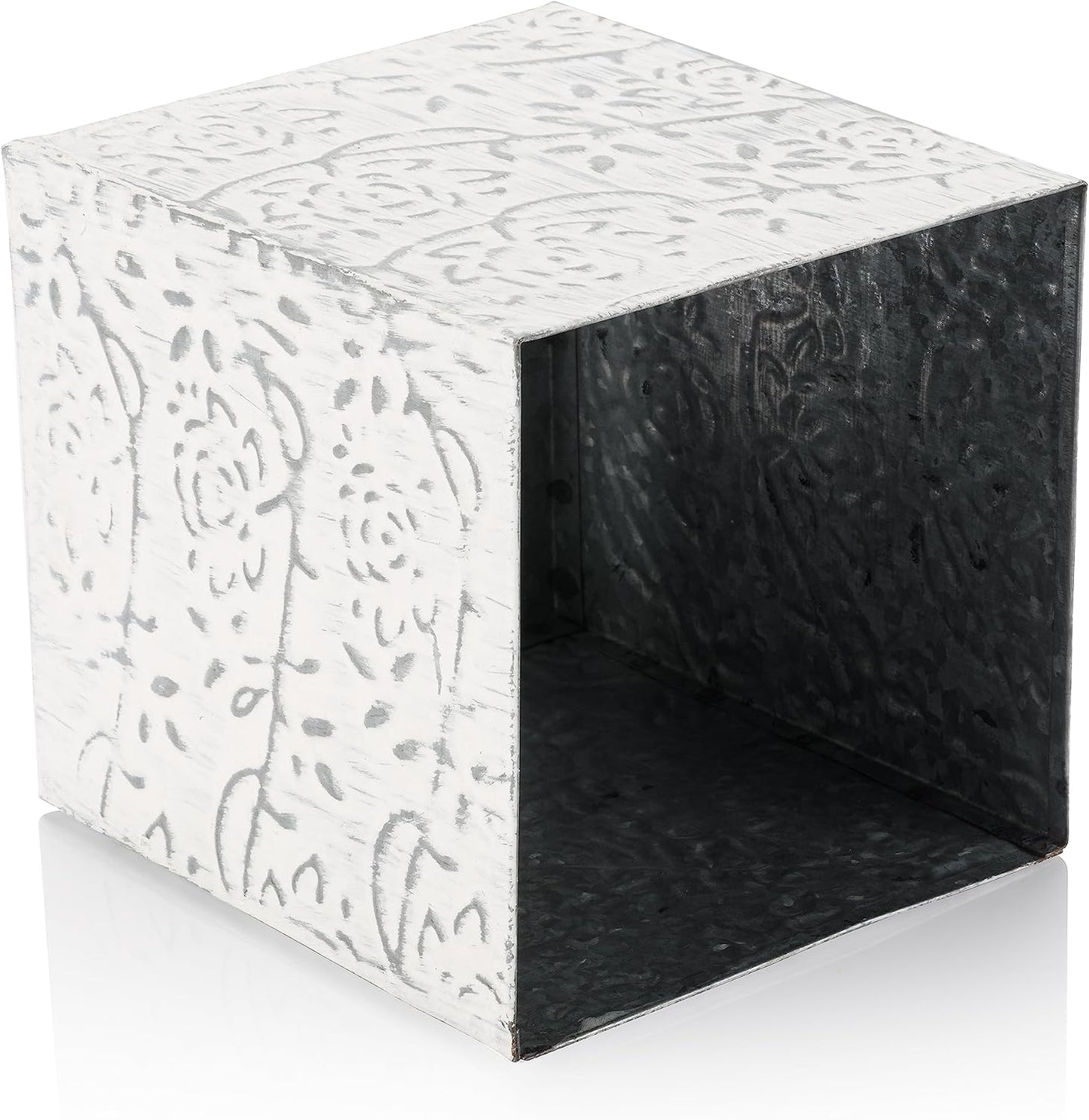 Decorative Metal Tissue Cover / Upright / White