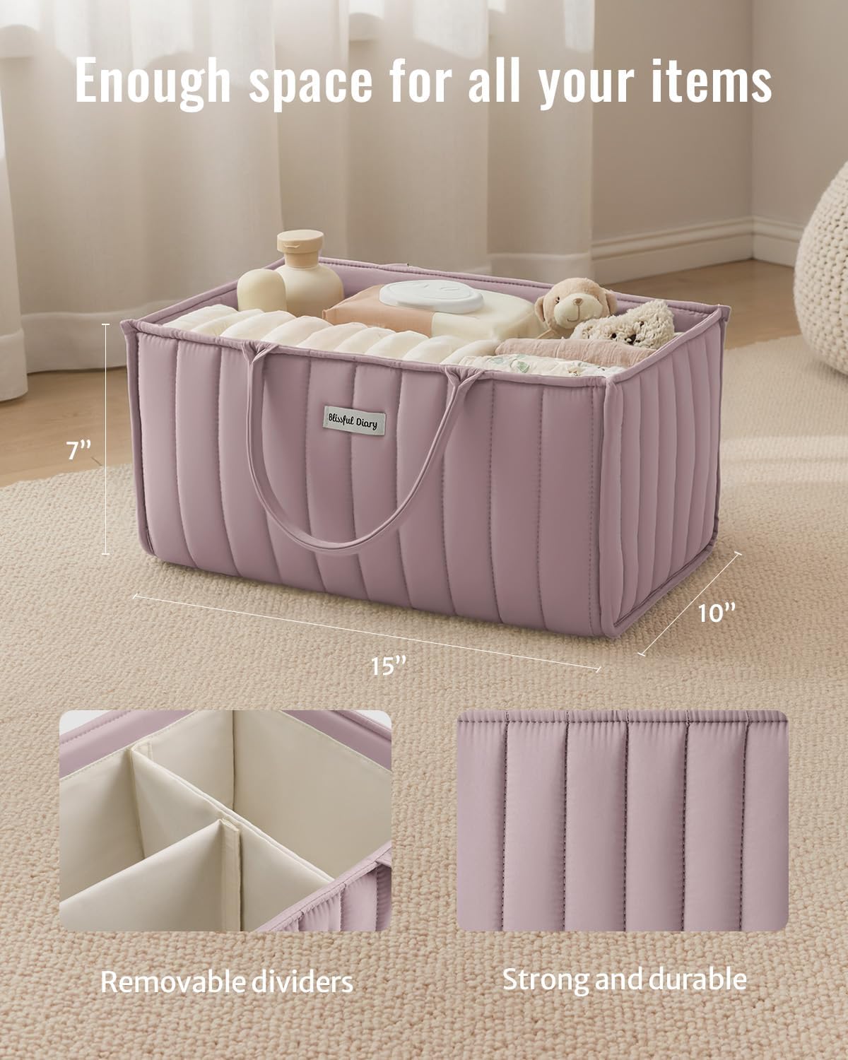 Baby Diaper Caddy Organizer / Mauve Pink