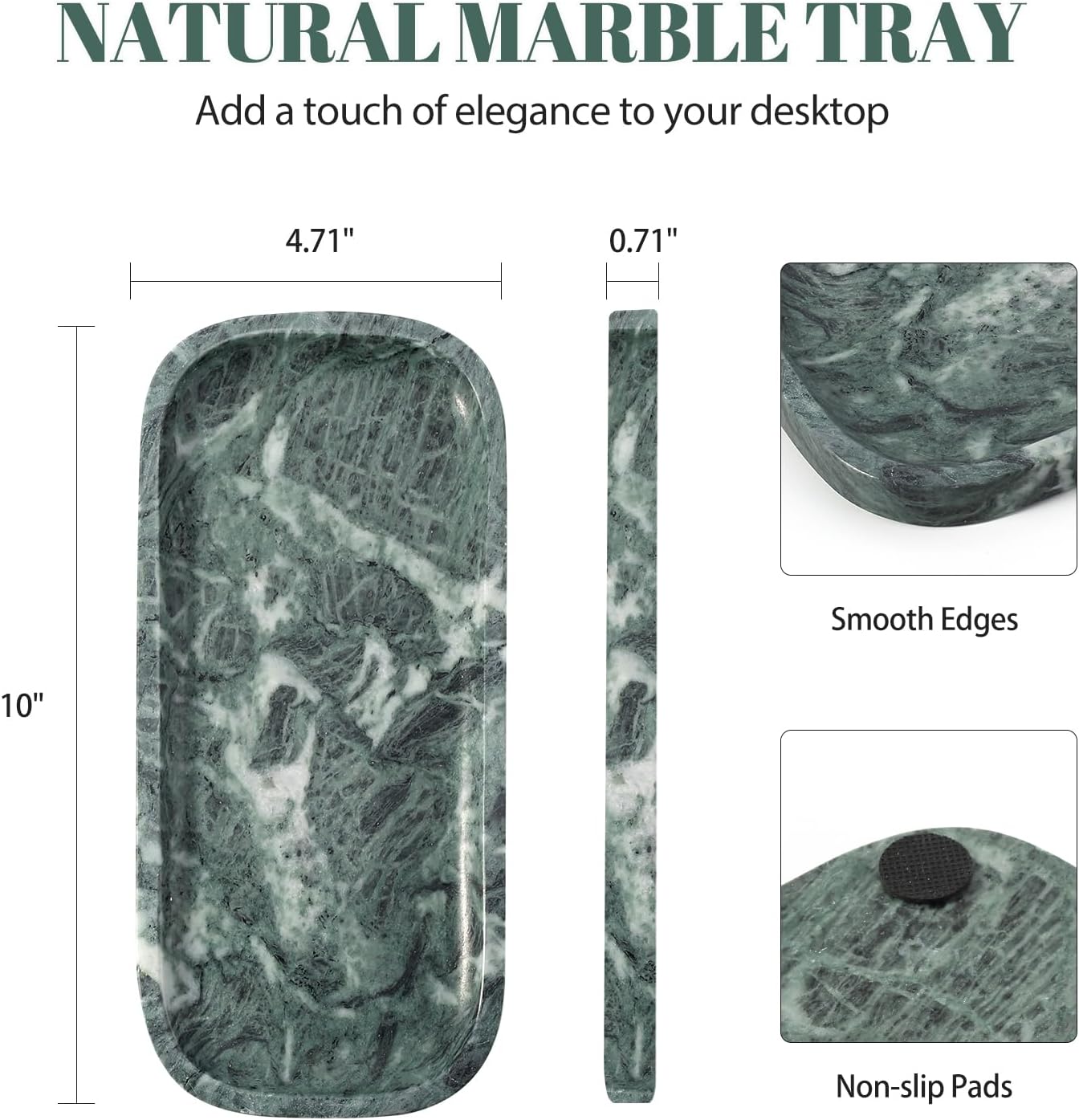 Marble Tray / Marble Vanity Tray / 10 x 4.72 / Verde Alpi