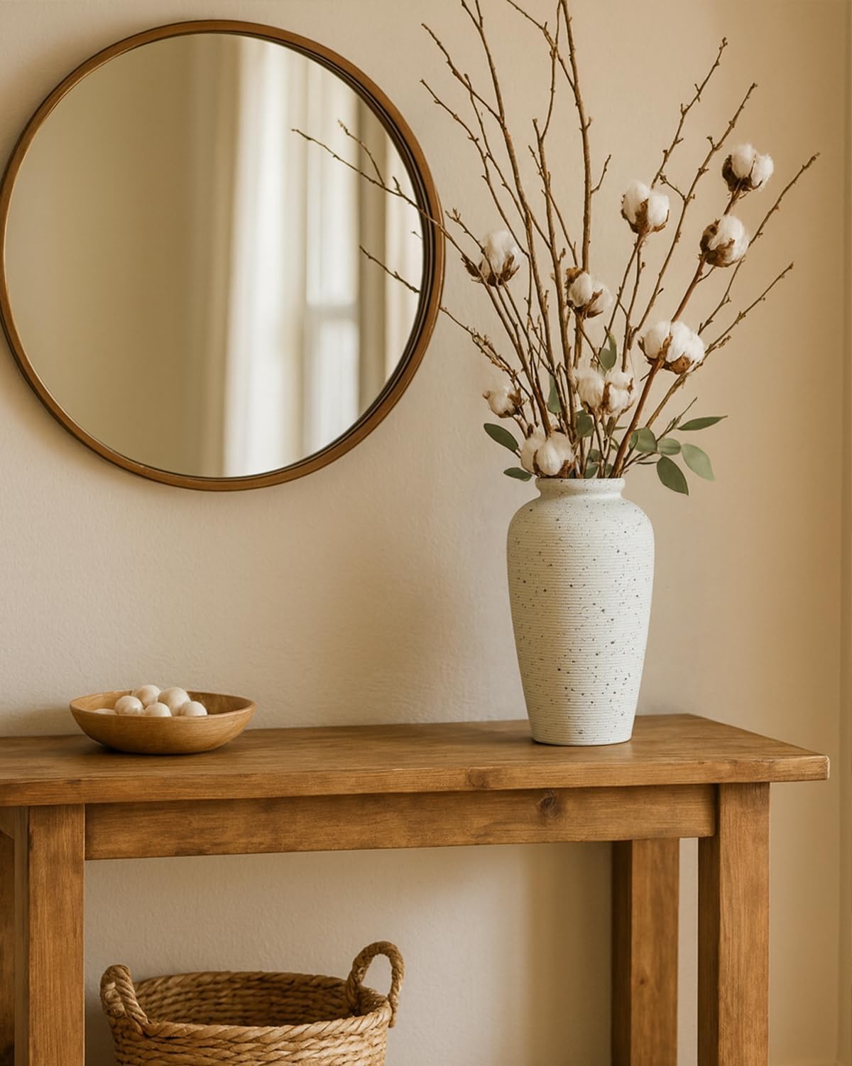 Large Ceramic Rustic Vase / Beige / 11 Inch