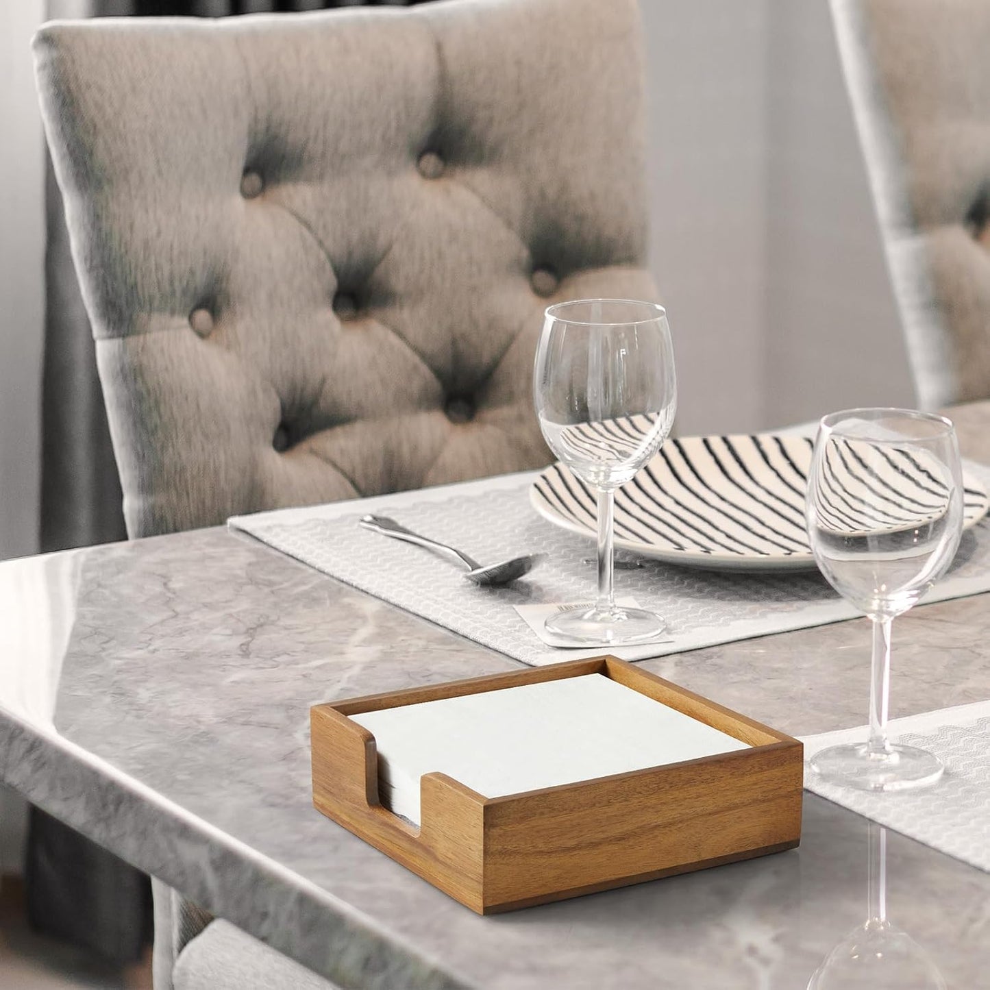 Wood Napkin Holder / Acacia / Square