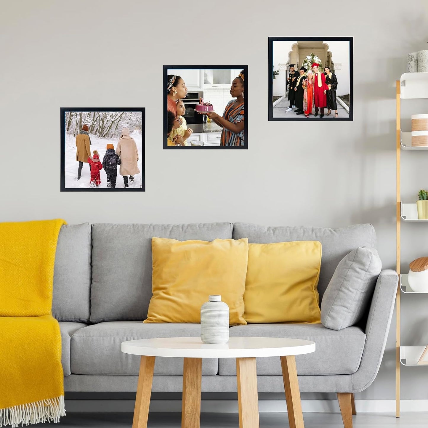 JCJMY 10x10 Picture Frame Set of 6 Black for Wall Hanging, Wall Mounting Horizontally or Vertically, 10 x 10 Square