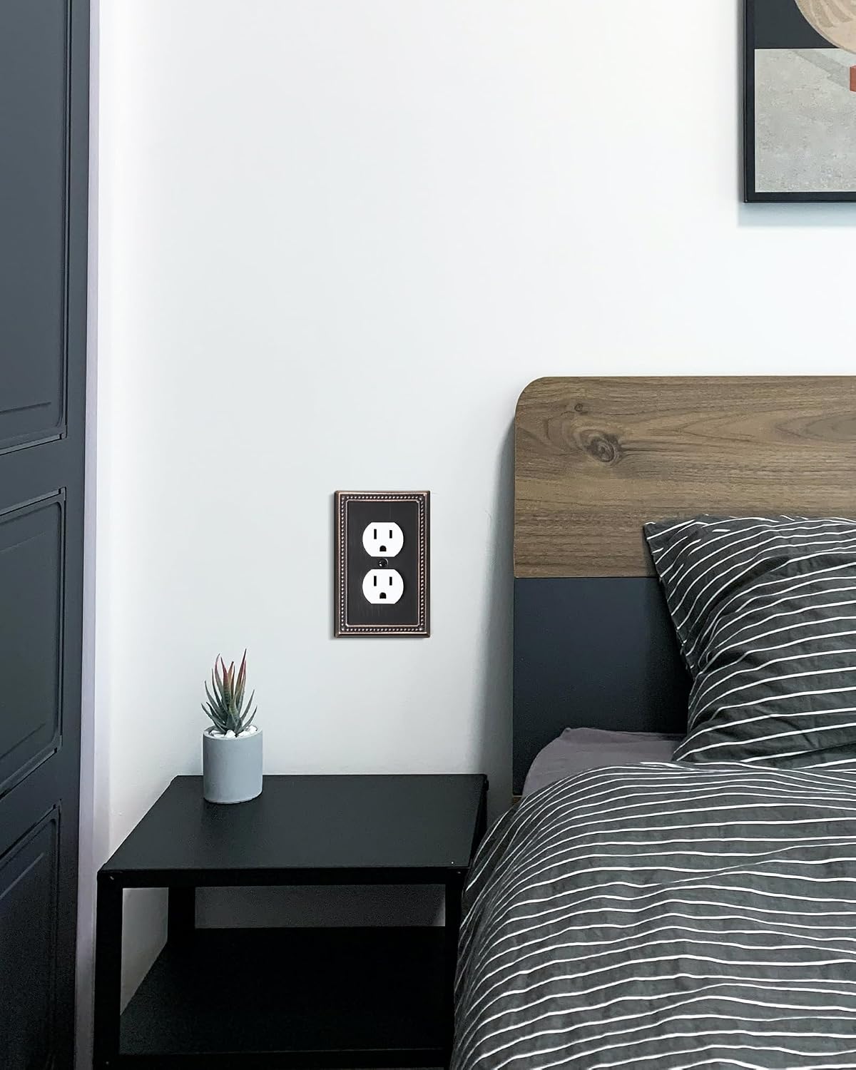 6-Pack Duplex Switch Plates and Outlet Covers, Aged Bronze | Pearls Beaded Decorative Metal Wall Plates for Electrical