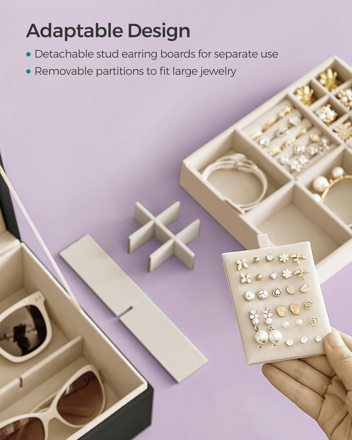 Jewelry Organizer / Removable Jewelry Tray / Black