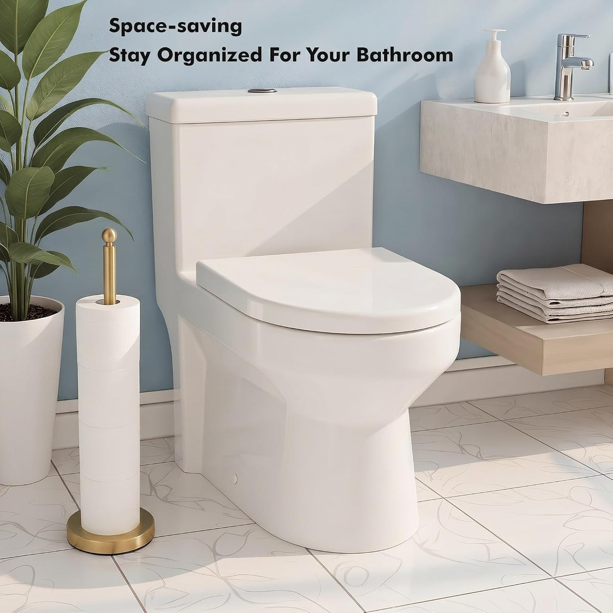 Toilet Paper Holder (with Reserve Function) Free Standing, Spare Toilet Paper Roll Storage Stand for Bathroom (Brushed