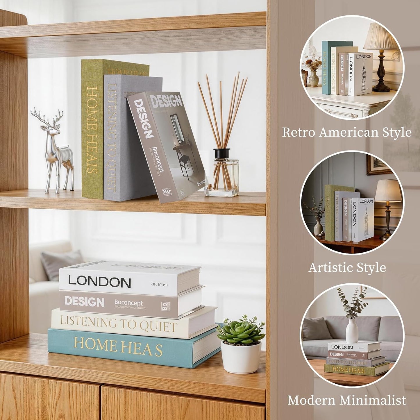 Faux Decorative Books / Light Blue-beige-taupe-white / Set of 4