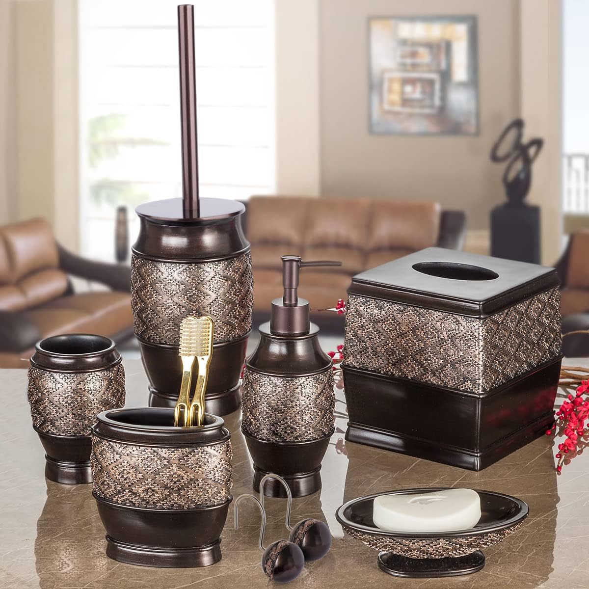 Dublin Brown Square Resin Tissue Box Cover